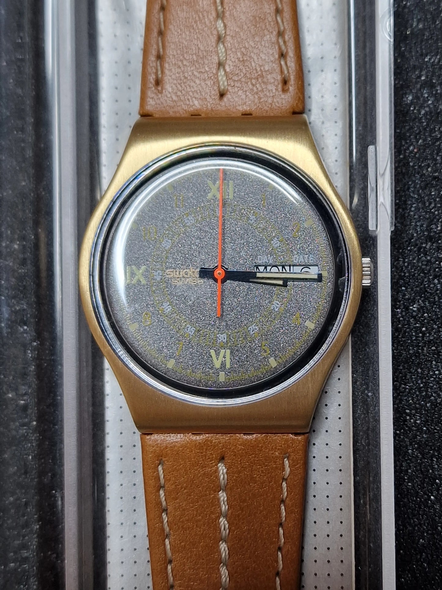 🕰️ Swatch GX703 “Courier” (1988) – Vintage Pilot Style with Day-Date