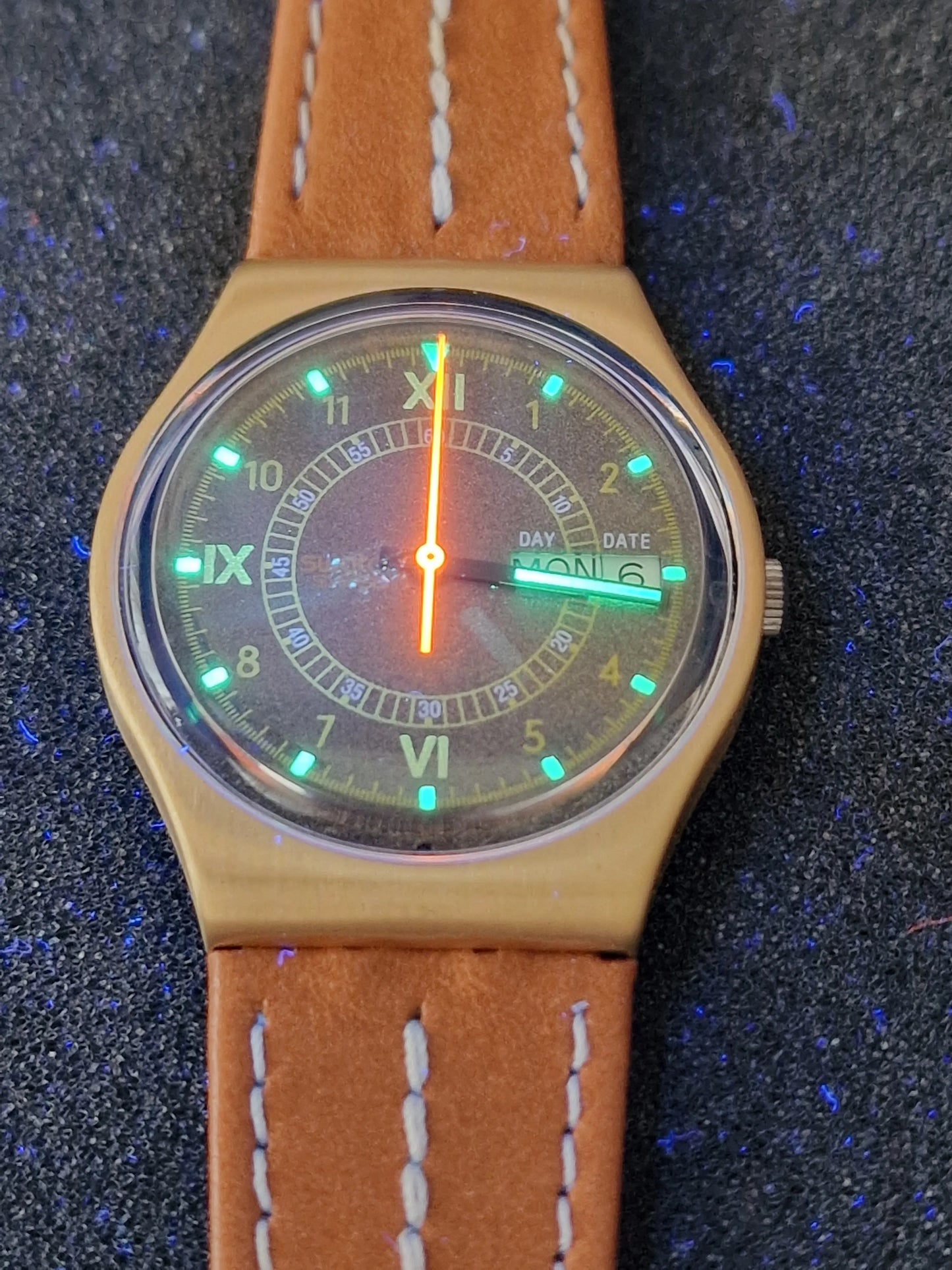 🕰️ Swatch GX703 “Courier” (1988) – Vintage Pilot Style with Day-Date