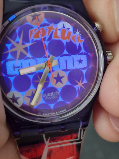 💜 Swatch GN901 “Potluck” (1996) – Swatch Loomi Series