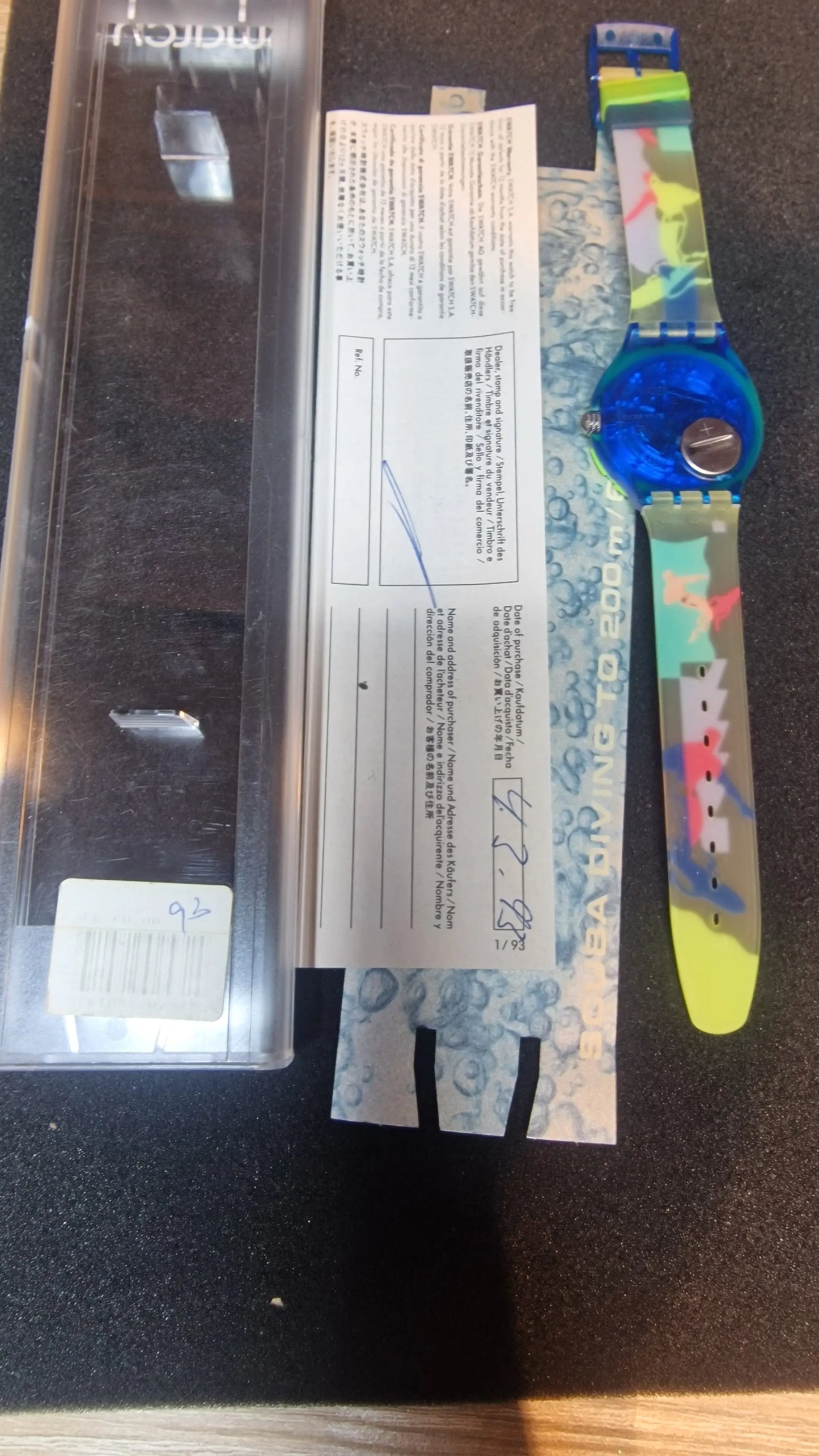 Swatch Scuba “Over the Wave” – SDN105 (1993) – Full Set 🌊🟩🟦