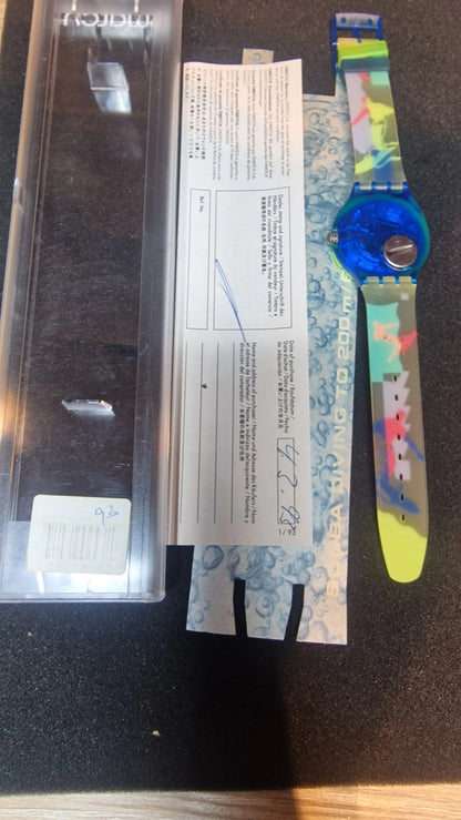 Swatch Scuba “Over the Wave” – SDN105 (1993) – Full Set 🌊🟩🟦