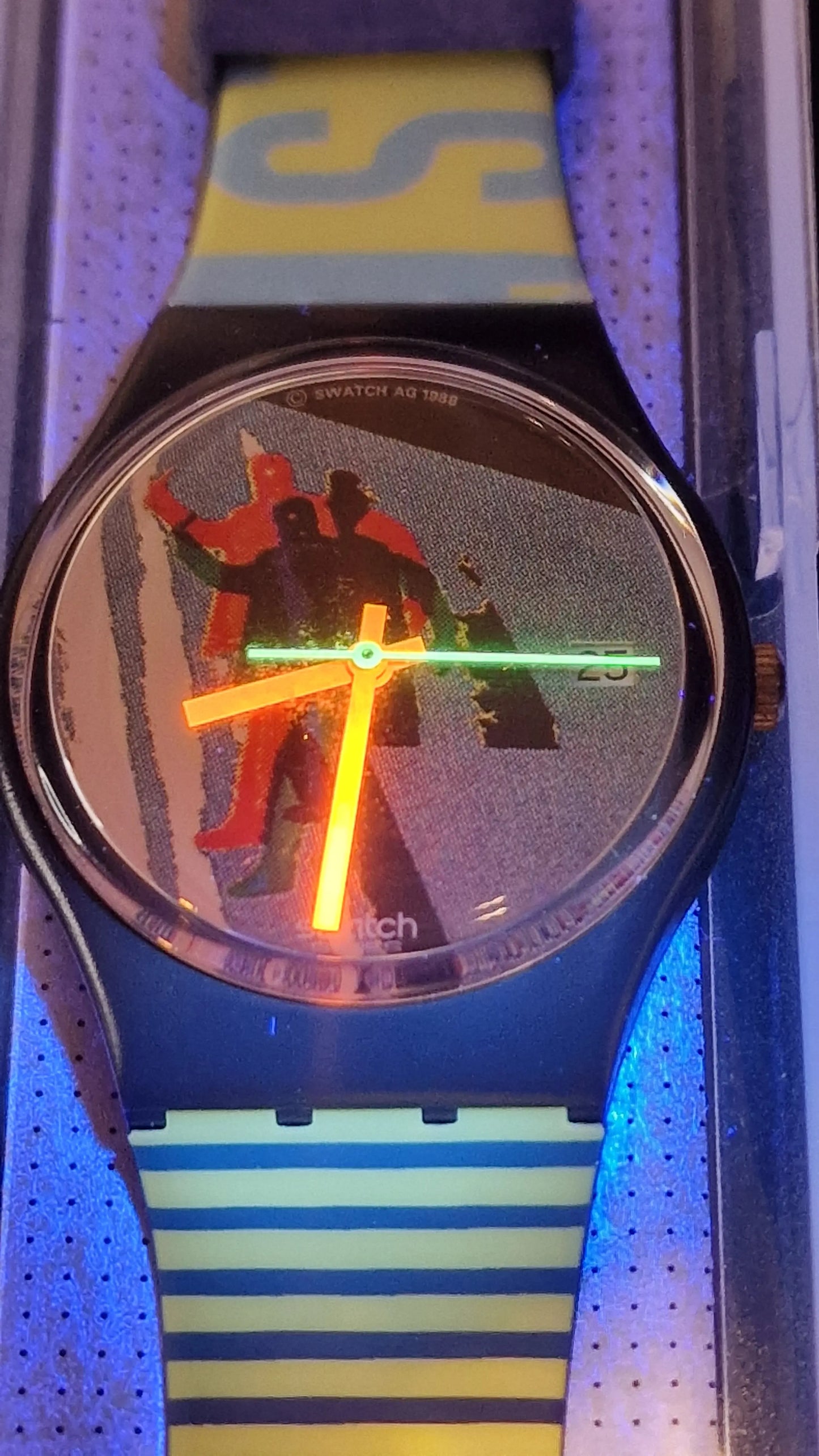 🟡 Swatch LB119 – “Taxi Stop” (1989) | Vintage Original