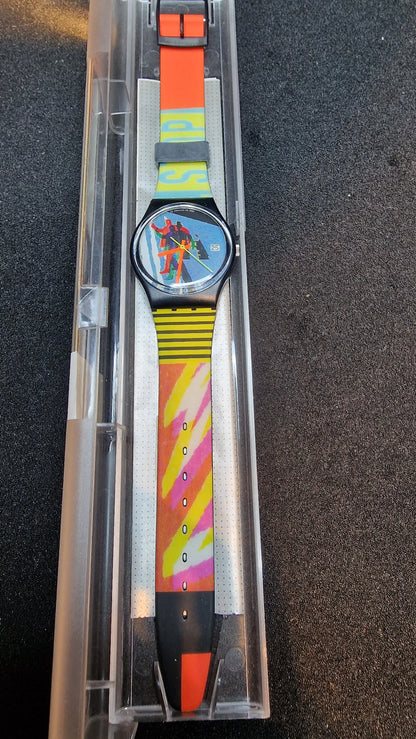 🟡 Swatch LB119 – “Taxi Stop” (1989) | Vintage Original