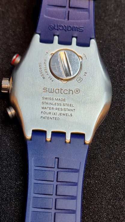 🔥 Swatch Irony Chrono YVS435 “Blau Me On” – 44mm | Swiss Made Icon 🔥
