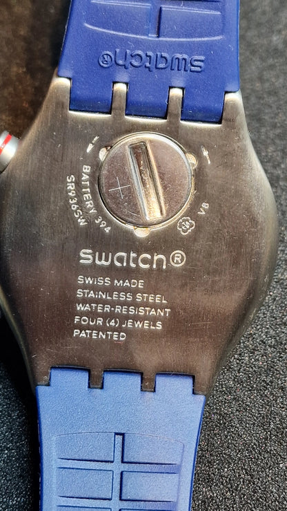 🔥 Swatch Irony Chrono YVS435 “Blau Me On” – 44mm | Swiss Made Icon 🔥