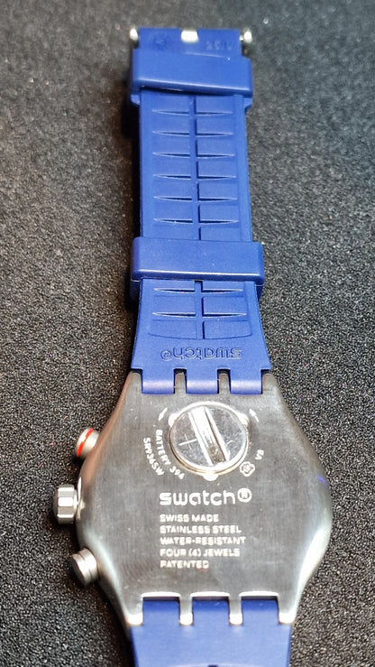 🔥 Swatch Irony Chrono YVS435 “Blau Me On” – 44mm | Swiss Made Icon 🔥