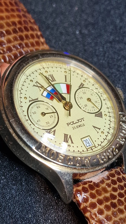 ⌚ Poljot “Moscow 1992 – Rome” Mechanical Chronograph 🇷🇺🇮🇹 | Limited 12115/25000 ✅