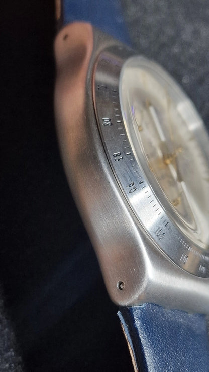 ⌚ Swatch Irony Chrono YVS460 “Dakmeblue” (2018) – Blue Strap 🔵✨