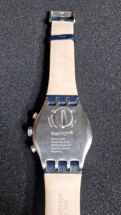 ⌚ Swatch Irony Chrono YVS460 “Dakmeblue” (2018) – Blue Strap 🔵✨