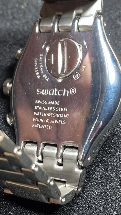 🔵Swatch Irony Chrono SKY ICON (YVS459G) 2018 – Ice Blue Dial + Steel Bracelet⏱️✨