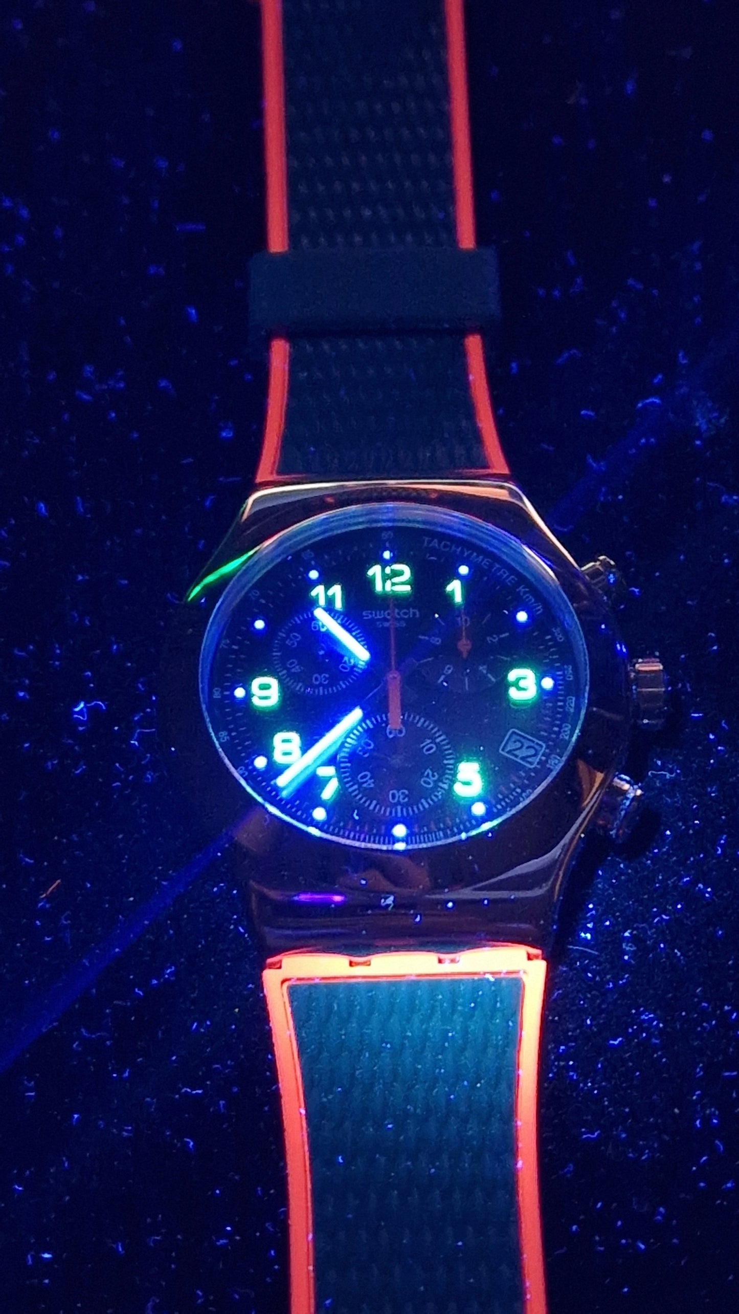 Swatch Irony Chrono YVS452 “Secret Operation” (2018) 🔴🔵 Tachymeter