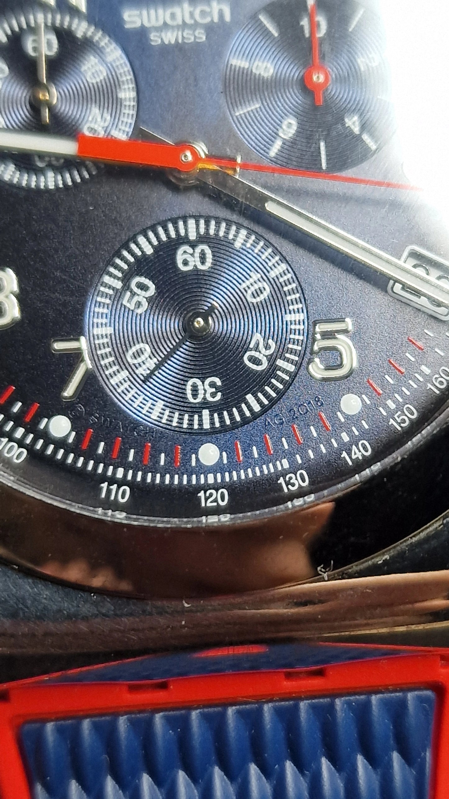 Swatch Irony Chrono YVS452 “Secret Operation” (2018) 🔴🔵 Tachymeter