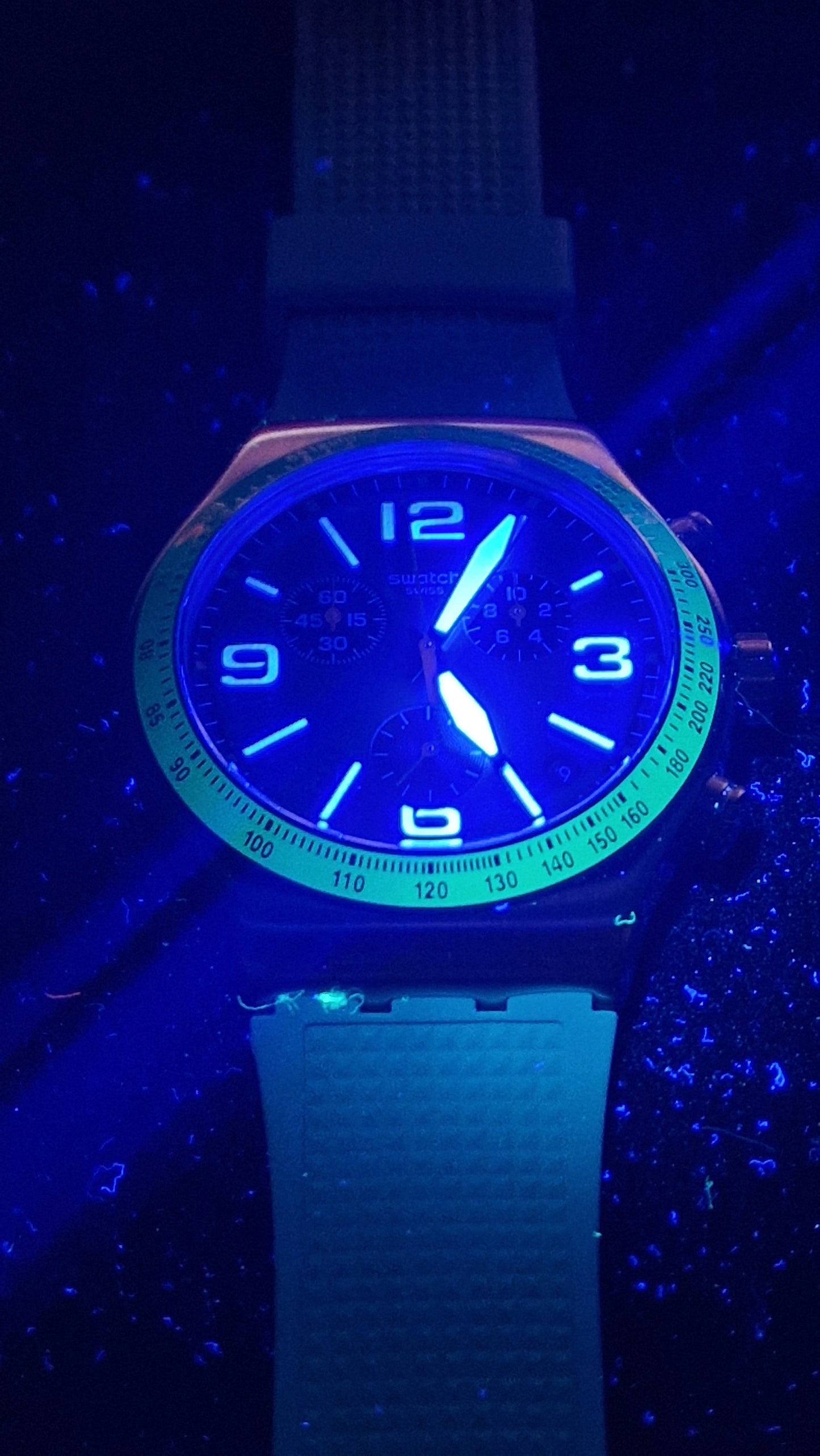 🌲 Swatch Irony Chrono YVS462 “Forest Grid” (AG2019) – Green/Orange – Swiss Made