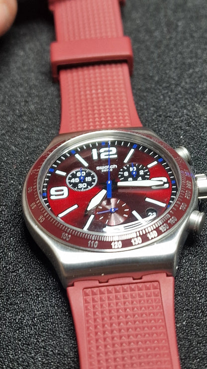 🍷⏱️ Swatch Irony Chrono YVS464 “Wine Grid” (AG2019)