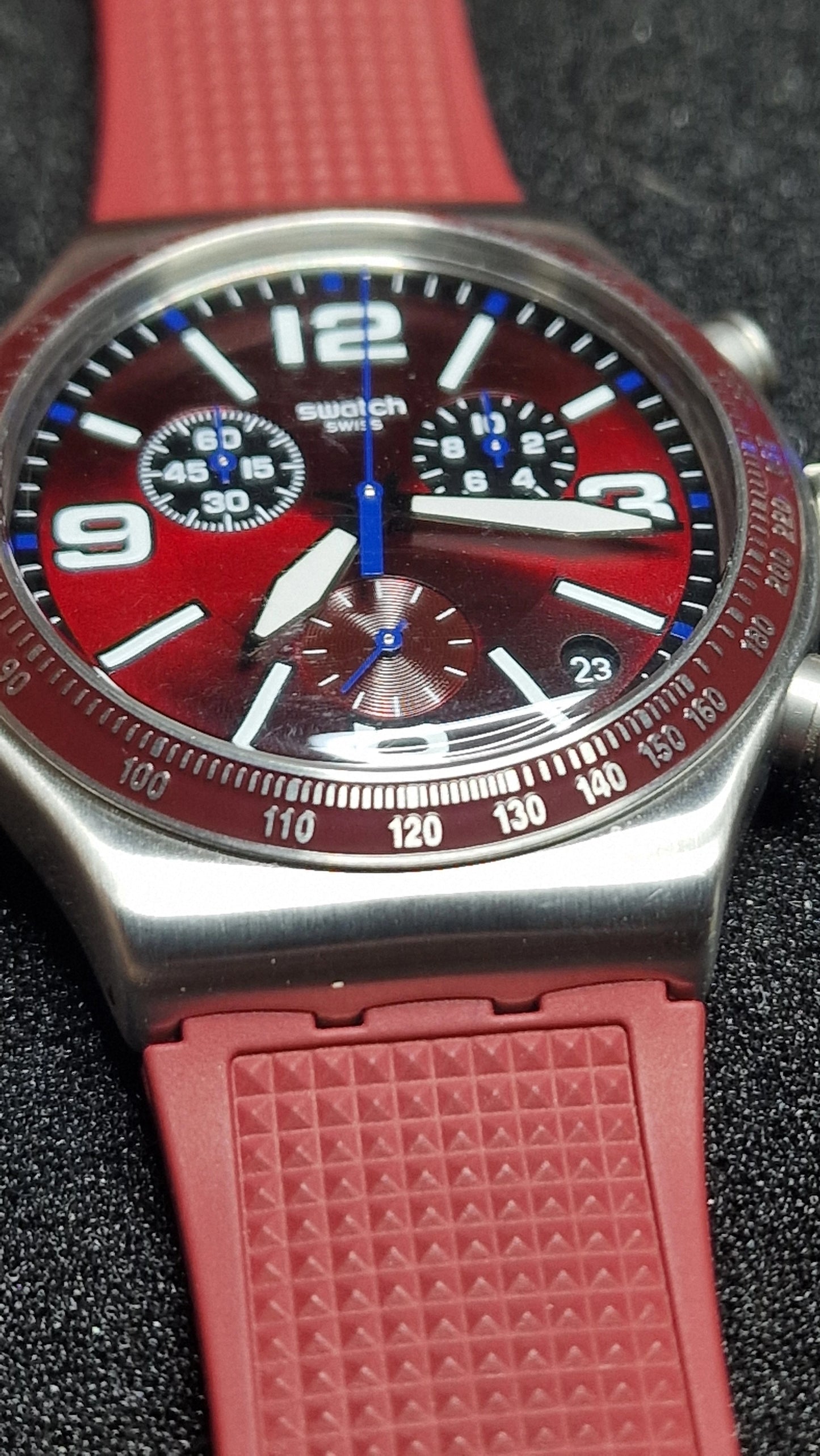 🍷⏱️ Swatch Irony Chrono YVS464 “Wine Grid” (AG2019)