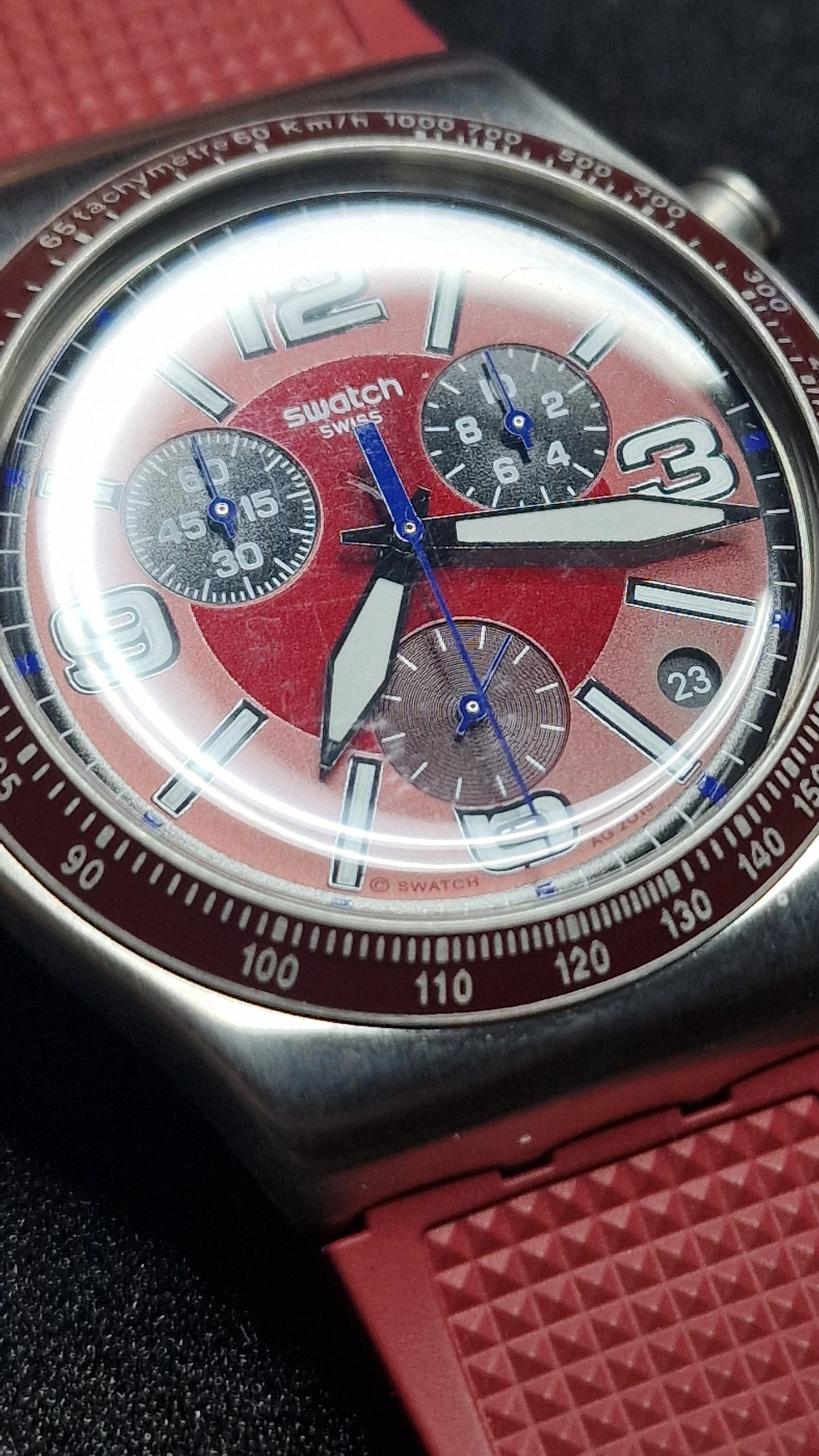 🍷⏱️ Swatch Irony Chrono YVS464 “Wine Grid” (AG2019)