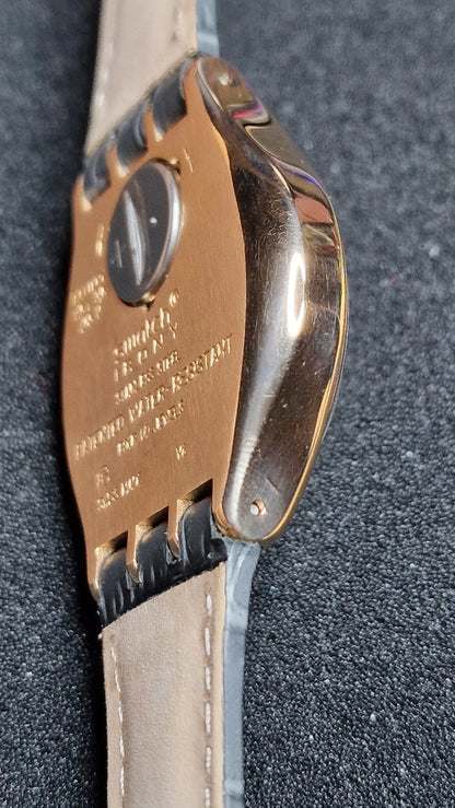 Swatch Irony Chrono YCG411 “Gris en Rose” (AG 2014) ✨ Rose-Gold Steel + Elegant Grey Dial