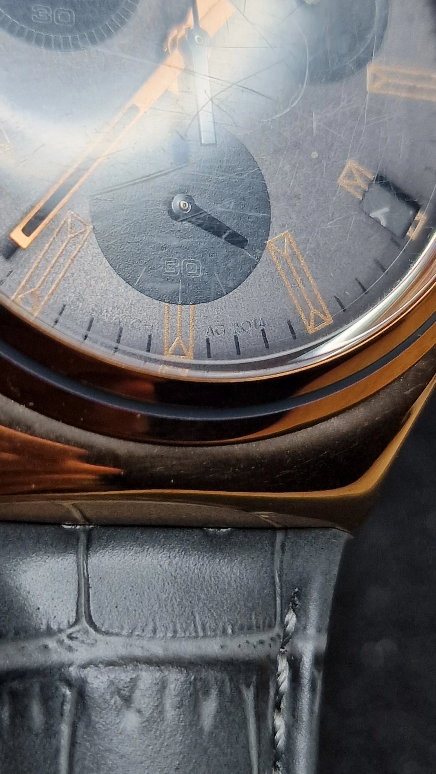 Swatch Irony Chrono YCG411 “Gris en Rose” (AG 2014) ✨ Rose-Gold Steel + Elegant Grey Dial