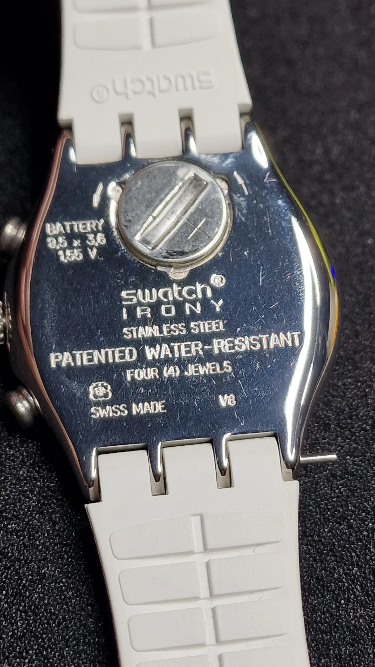 ⌚️ Swatch Irony Chrono YCS584 “Travel Chic” (AG 2014) 💙🤍 – Clean silver dial + blue chrono hand