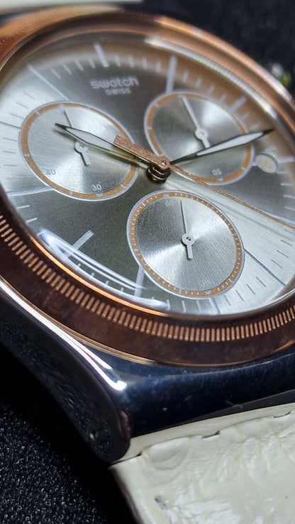 ⌚️ Swatch Irony Chrono YVS412 “AlbinoStrich” (AG 2013) – elegant two-tone chrono 🤍✨