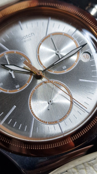 ⌚️ Swatch Irony Chrono YVS412 “AlbinoStrich” (AG 2013) – elegant two-tone chrono 🤍✨