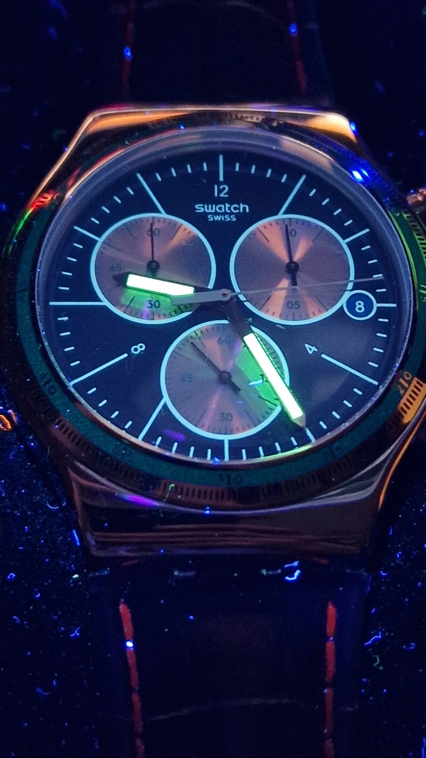 Swatch Irony Chrono YVS410C “London” (AG 2013) – Blue Dial + Strong Lume ✨
