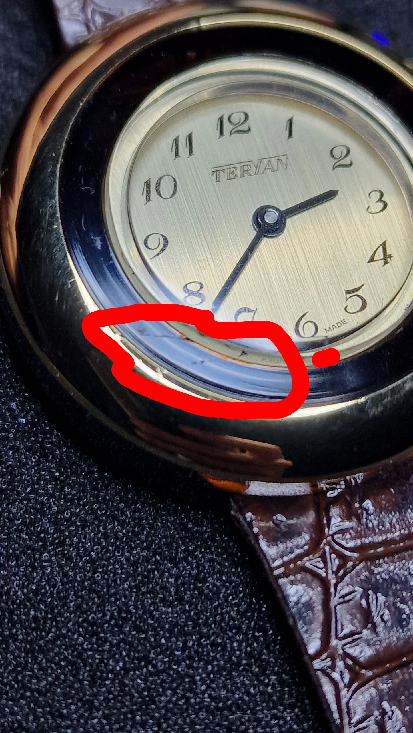 TERIAN – Swiss Made – NOS – ILONA LTD Acrylic Case – 1970s/80s – Mechanical (Copy)