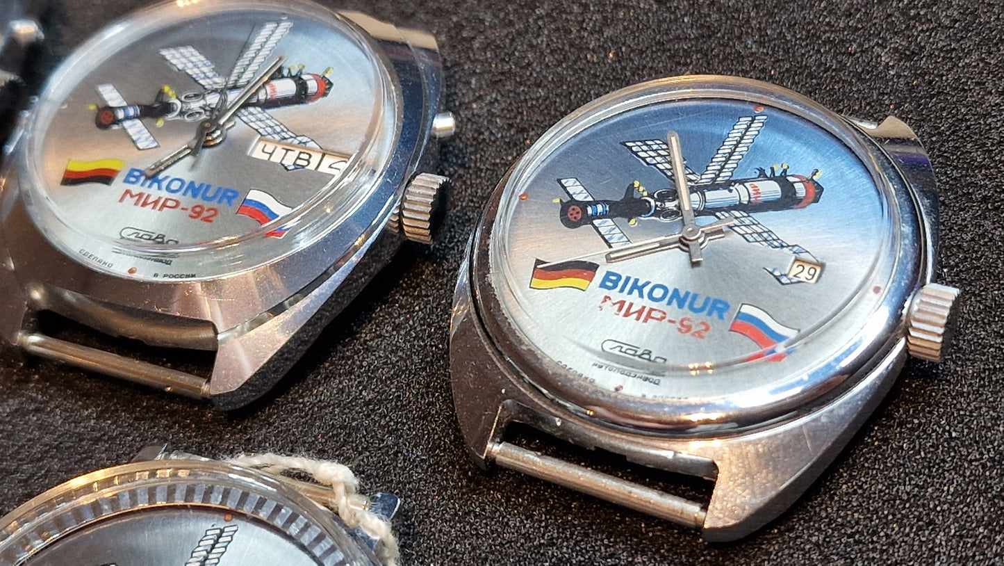 🚀 RARE SET of 5 – Slava “BAIKONUR MIR-92” Automatic Watches | Limited Space Edition | 1992