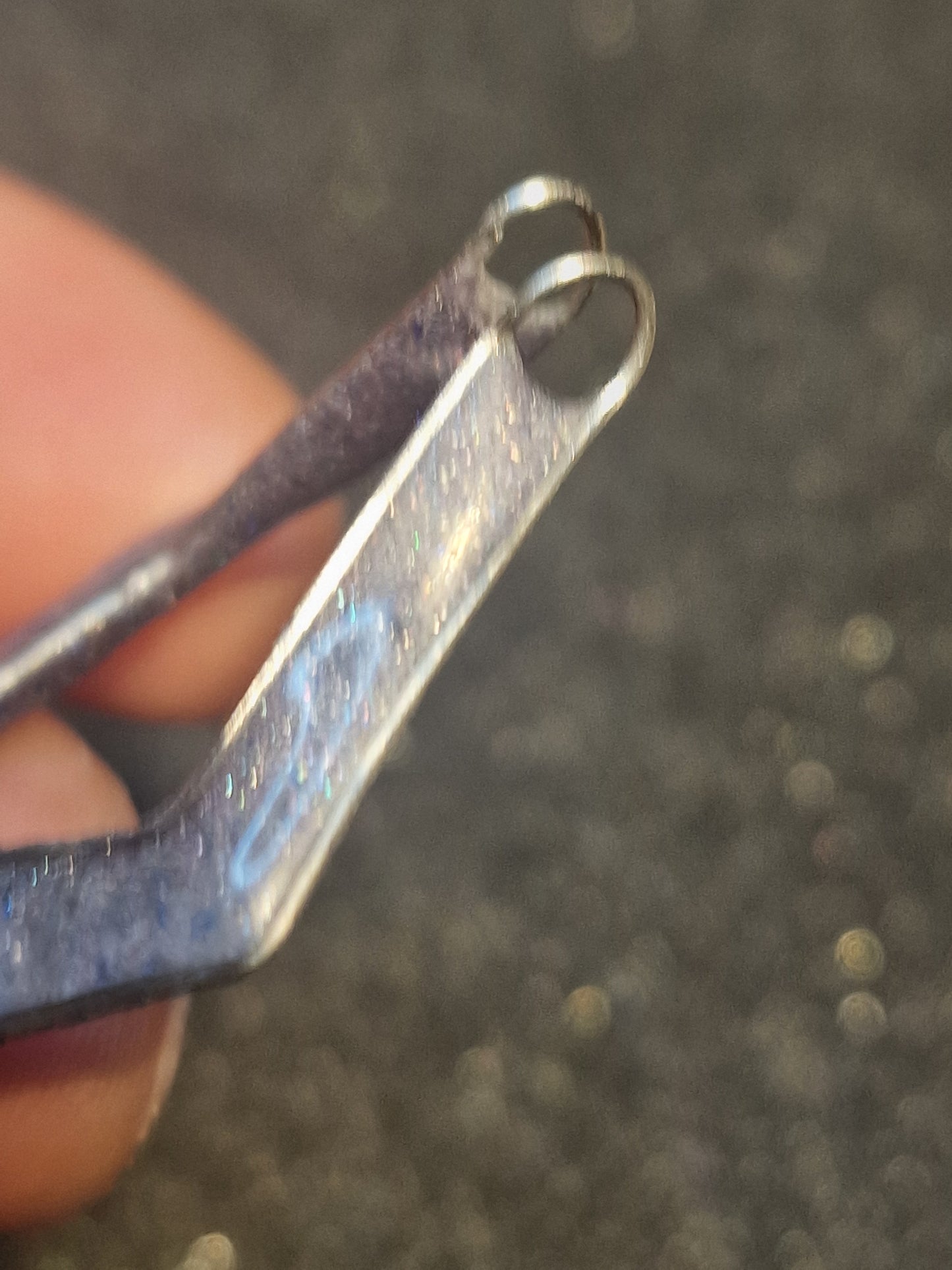 Chevron Ring-Holder Pendant — Holo Sparkle & UV Blue Glow | Handmade by MakiArt (Swiss-made)