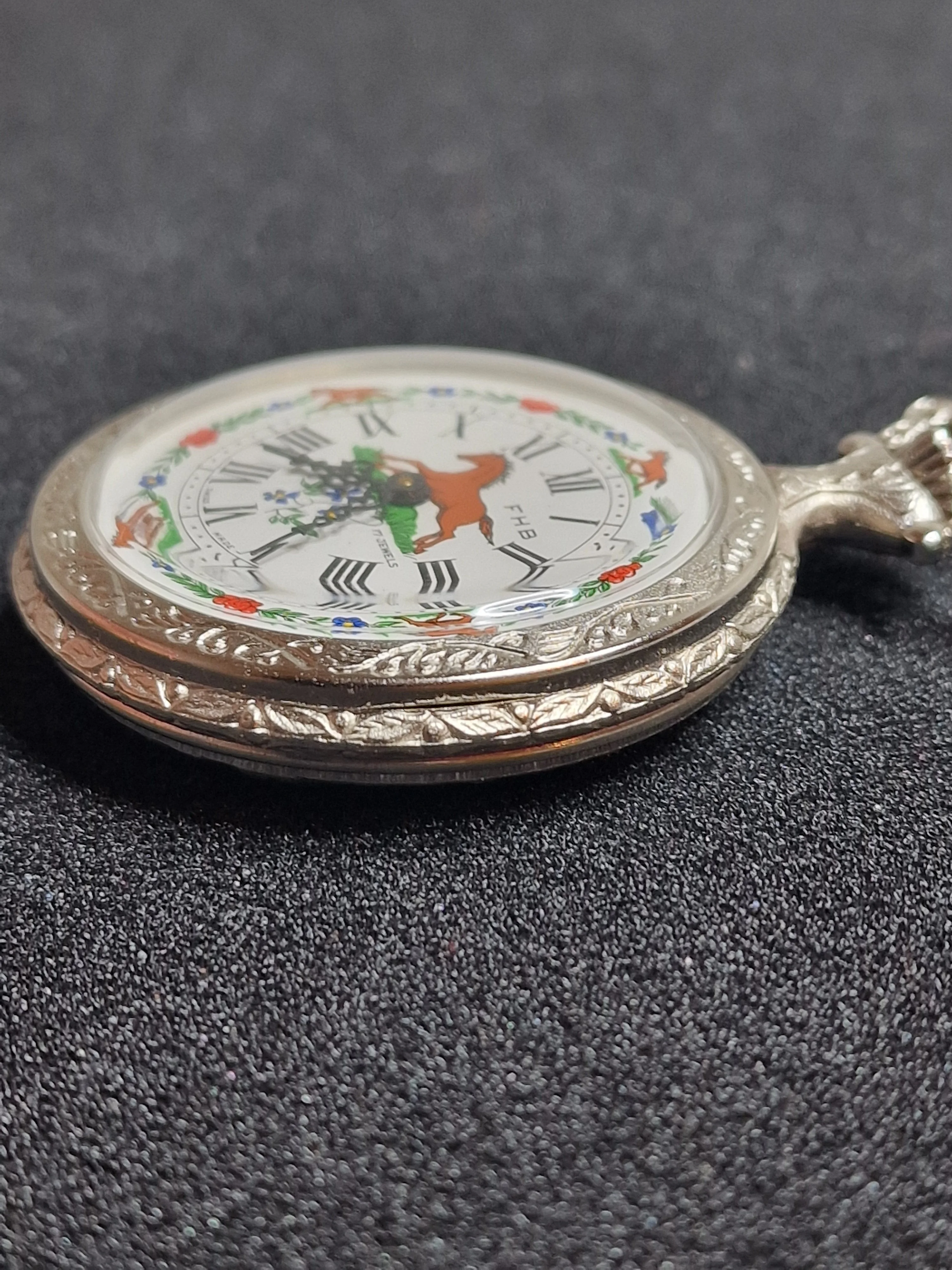 ⏳ Large Swiss Farmer’s Pocket Watch – F.H.B. – Hand-Wound – 50mm – NOS – 1970s 2