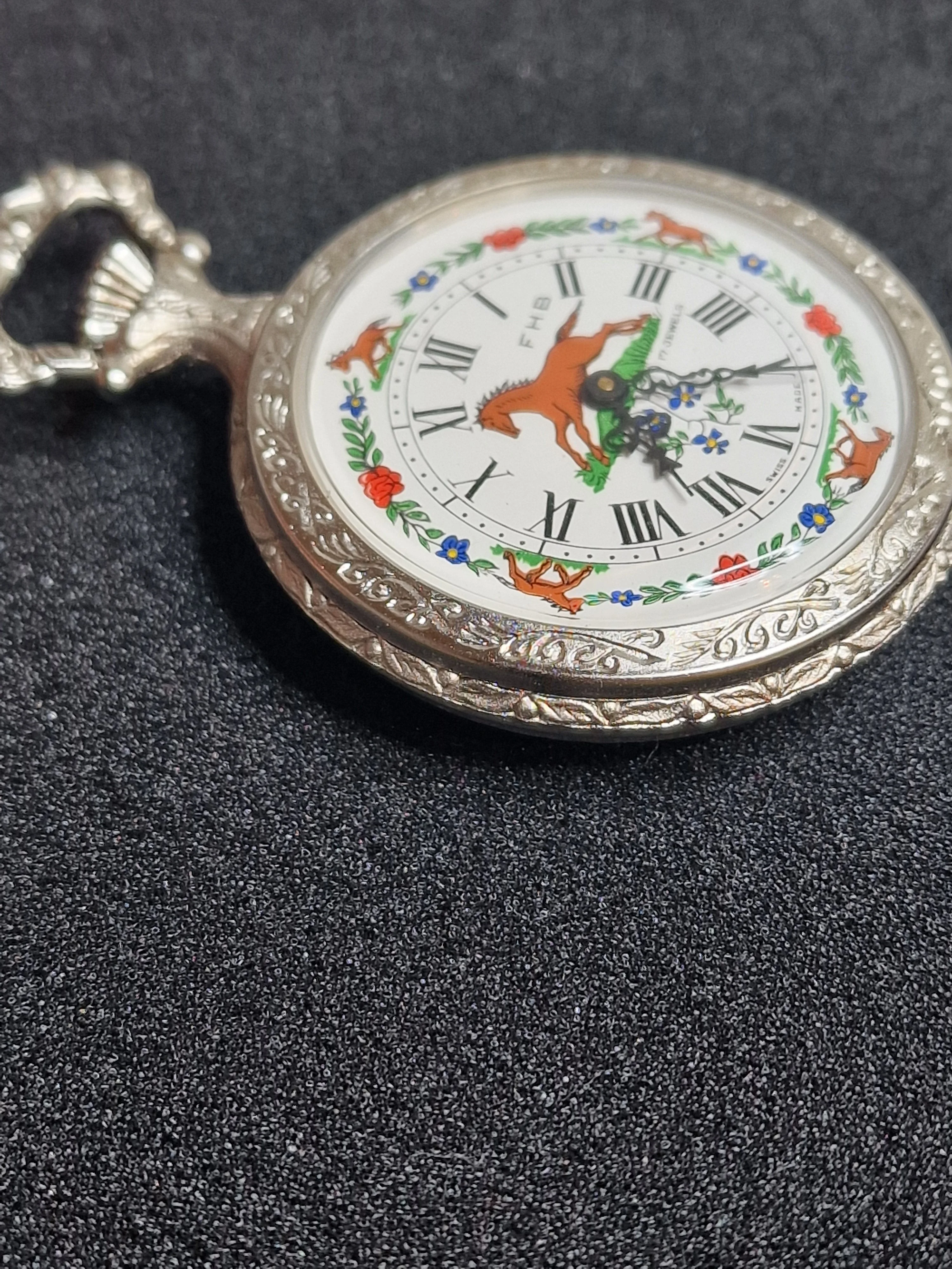 ⏳ Large Swiss Farmer’s Pocket Watch – F.H.B. – Hand-Wound – 50mm – NOS – 1970s 6