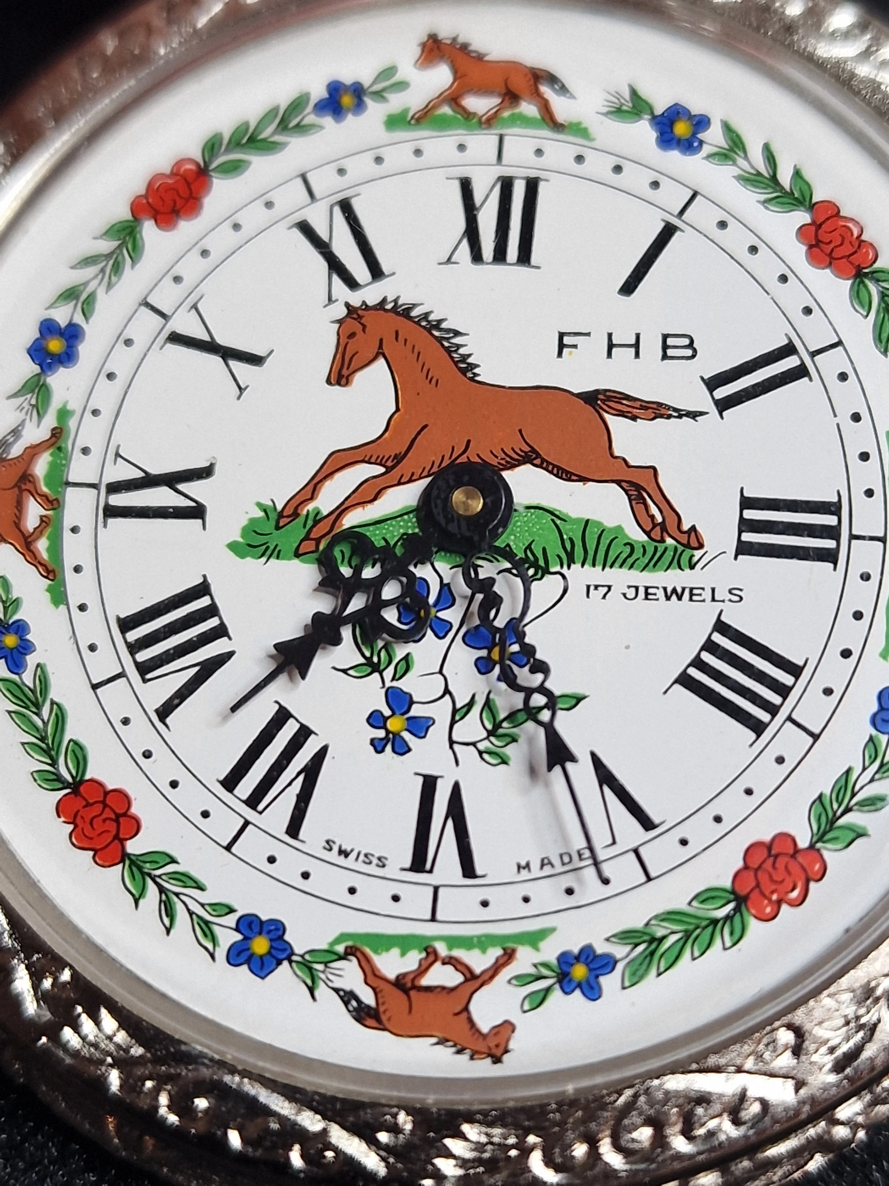 ⏳ Large Swiss Farmer’s Pocket Watch – F.H.B. – Hand-Wound – 50mm – NOS – 1970s 7