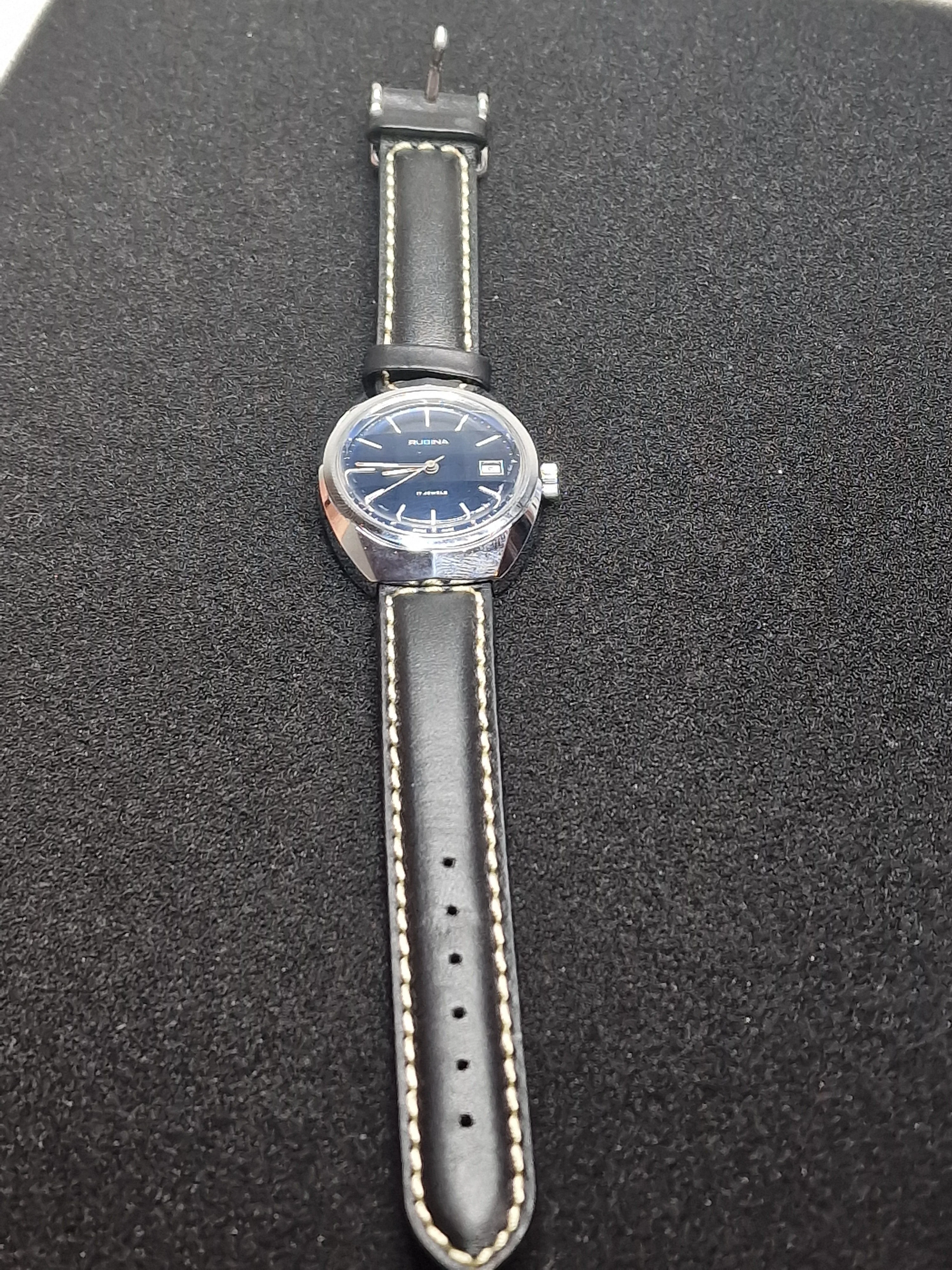 Old Vintage Rubina Watch – Hand-Wound – Swiss Made – Faceted Glass – 70s – 43mm 7