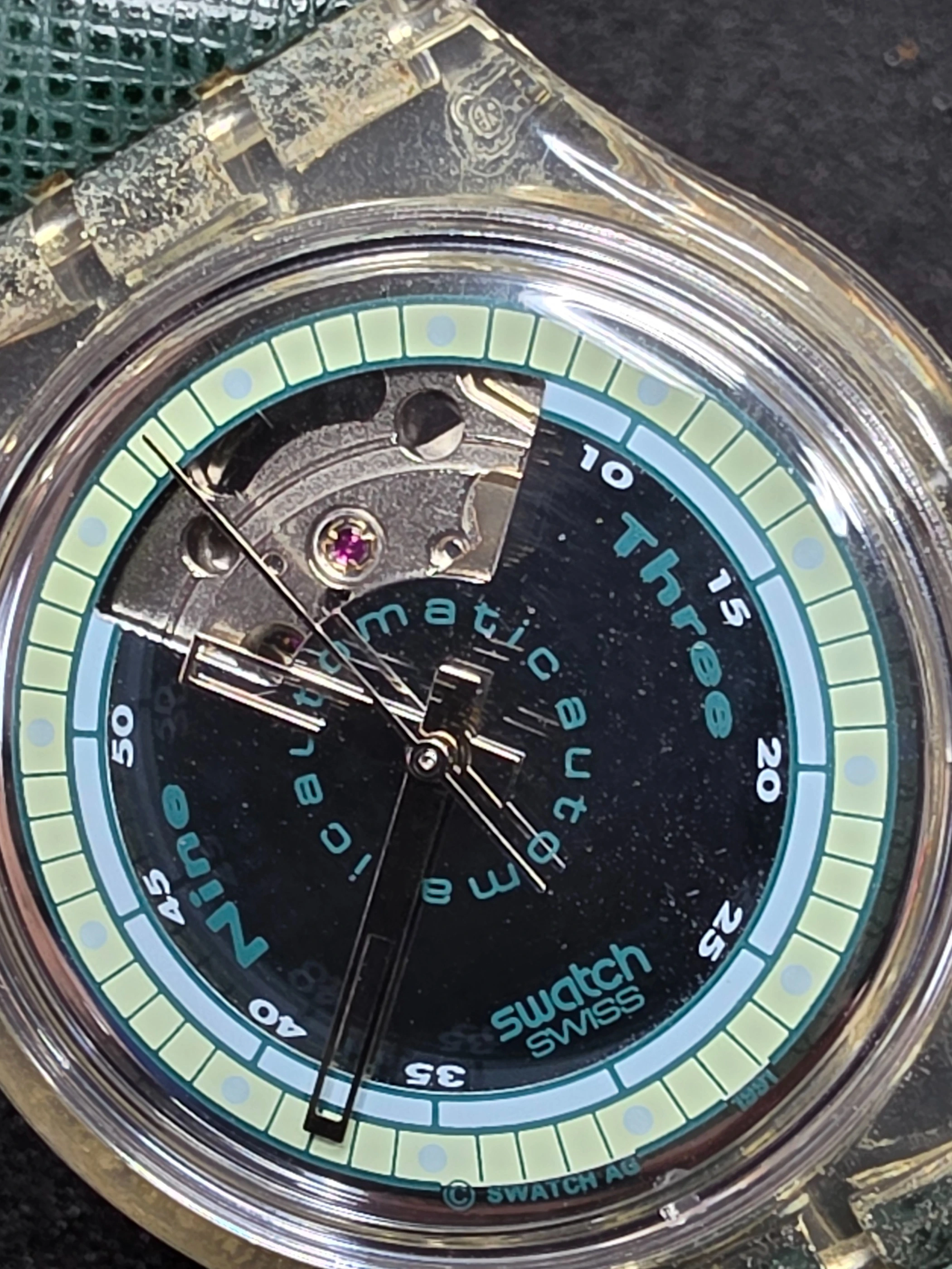 Swatch Automatic SAK100 – 1991 – NOS – Transparent Case – view 4