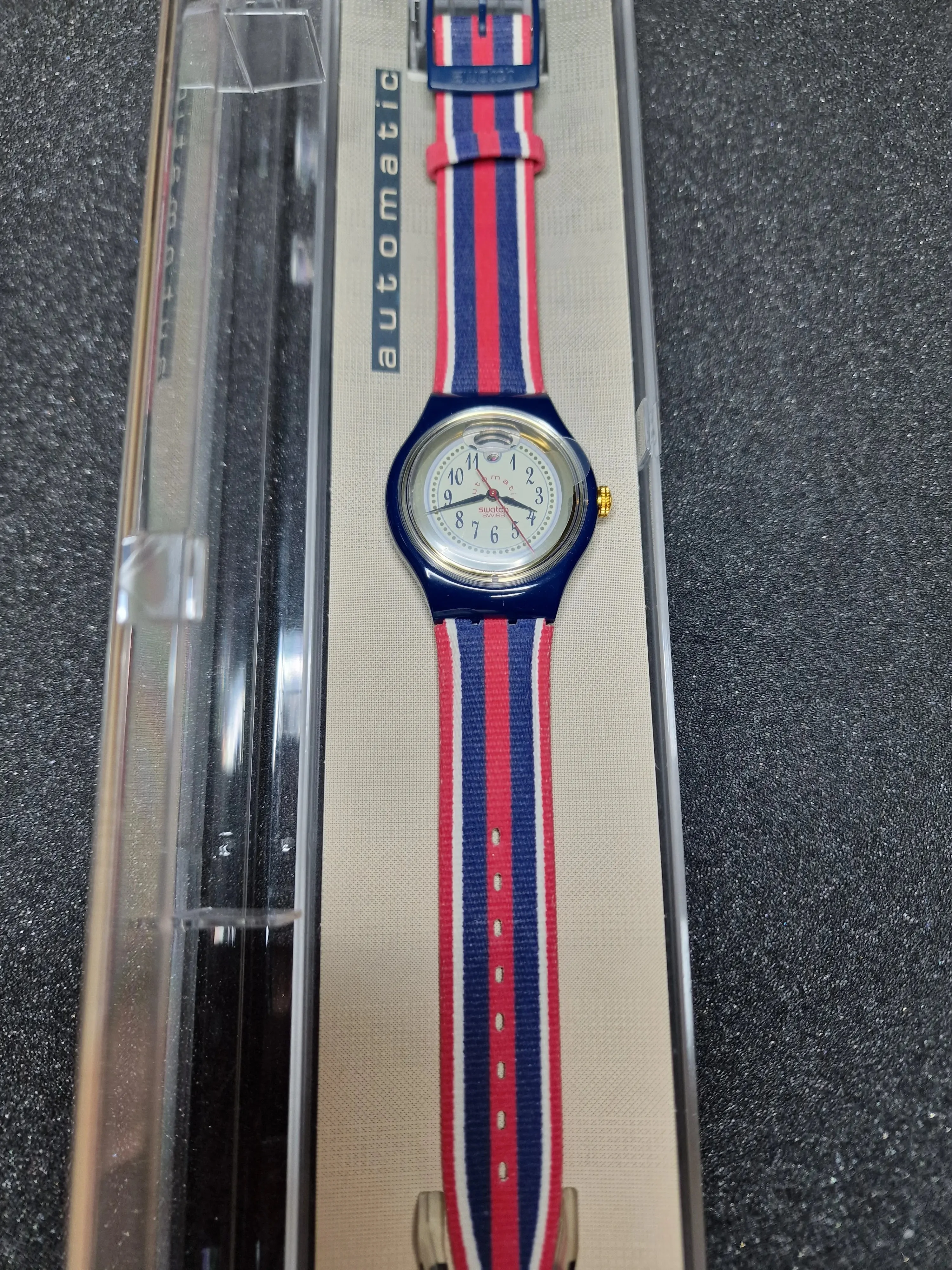 Swatch Automatic SAN105 "Time & Stripes" – 1994 🇺🇸⏱ 2