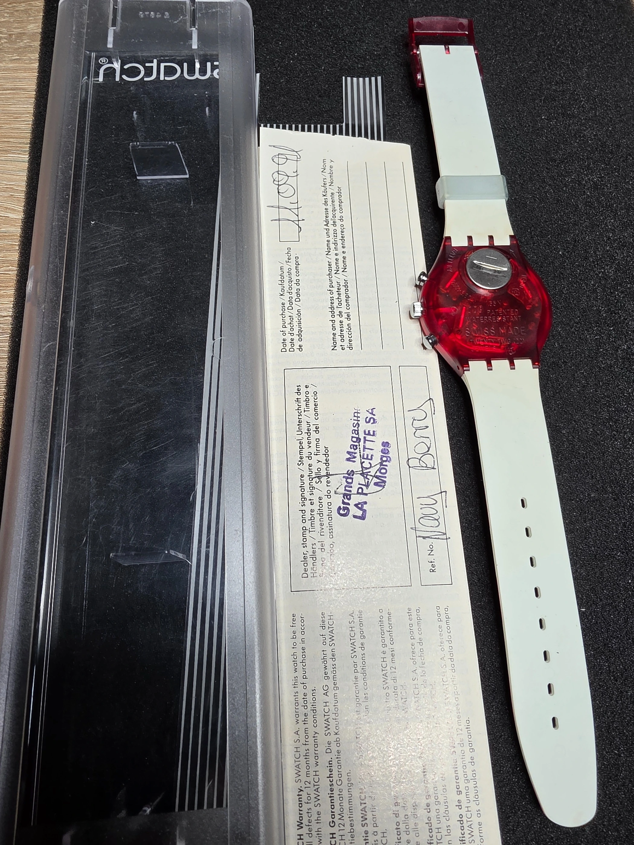 Swatch Chrono Navy Berry SCR100 – 1991 – NOS – Red Case – view 3