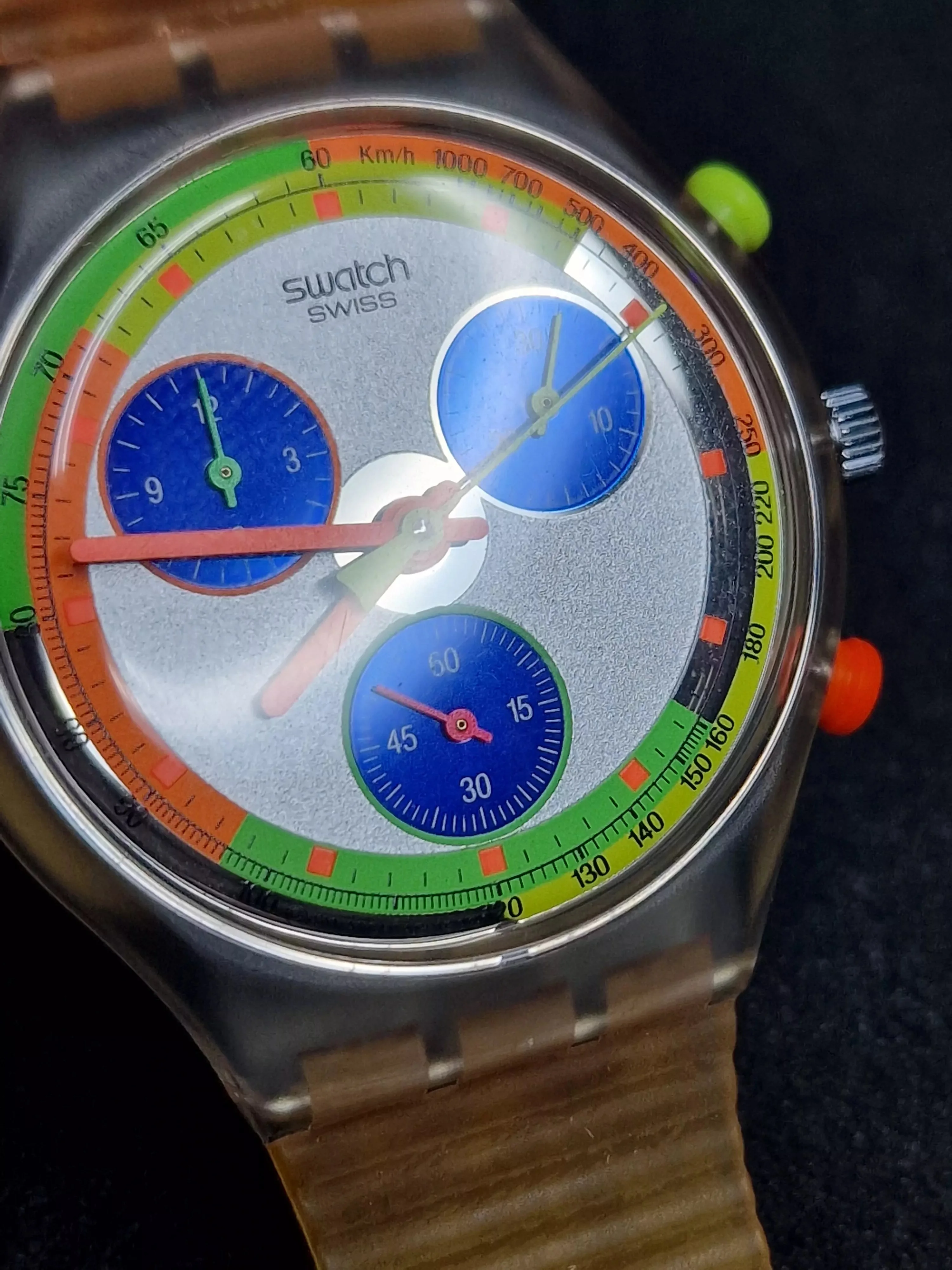 Swatch Chrono SCK104 "Jelly Stag" (1992) – Rare Neon Chronograph - 10