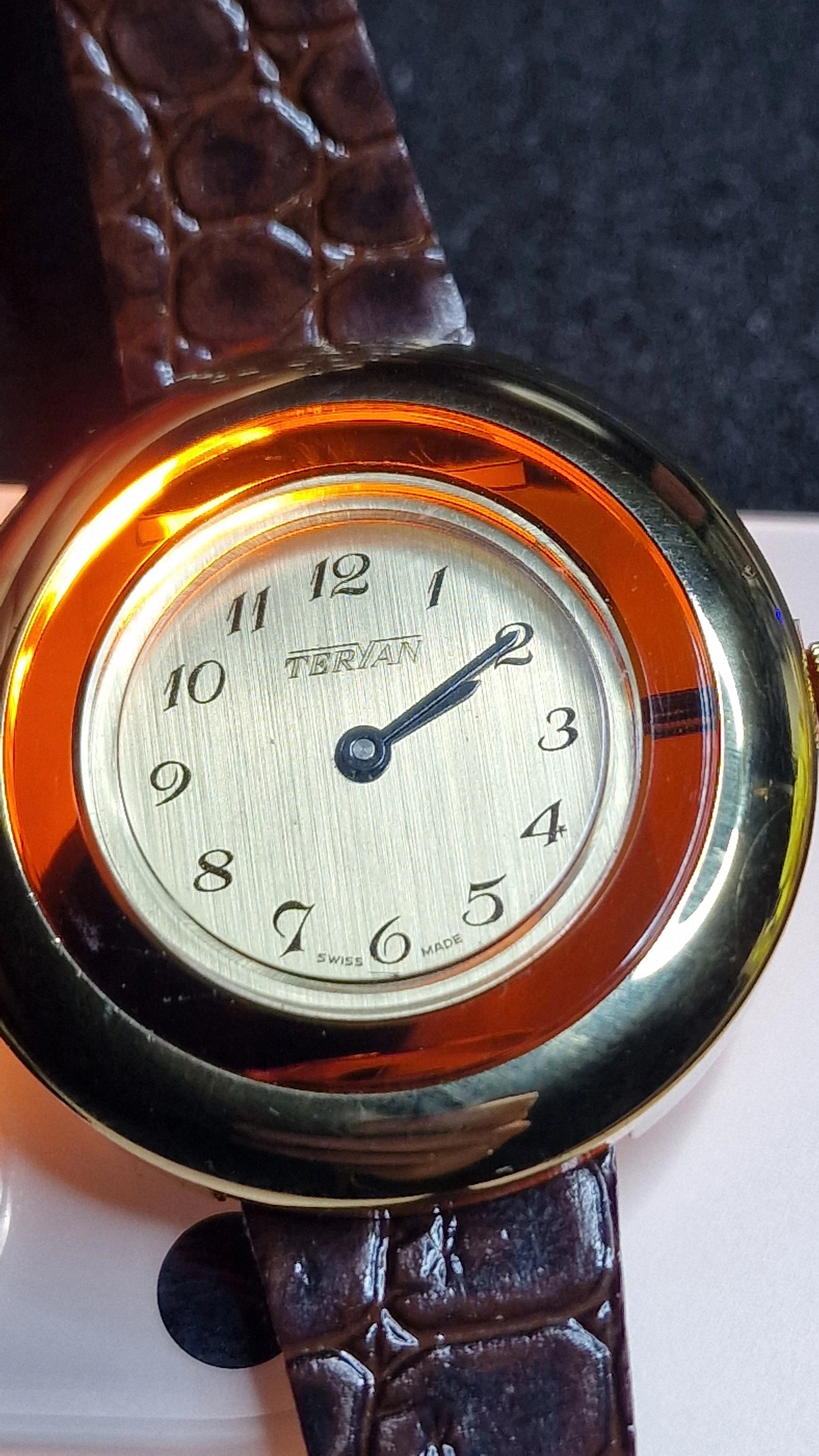 TERIAN – Swiss Made – NOS – ILONA LTD Acrylic Case – 1970s/80s – Mechanical