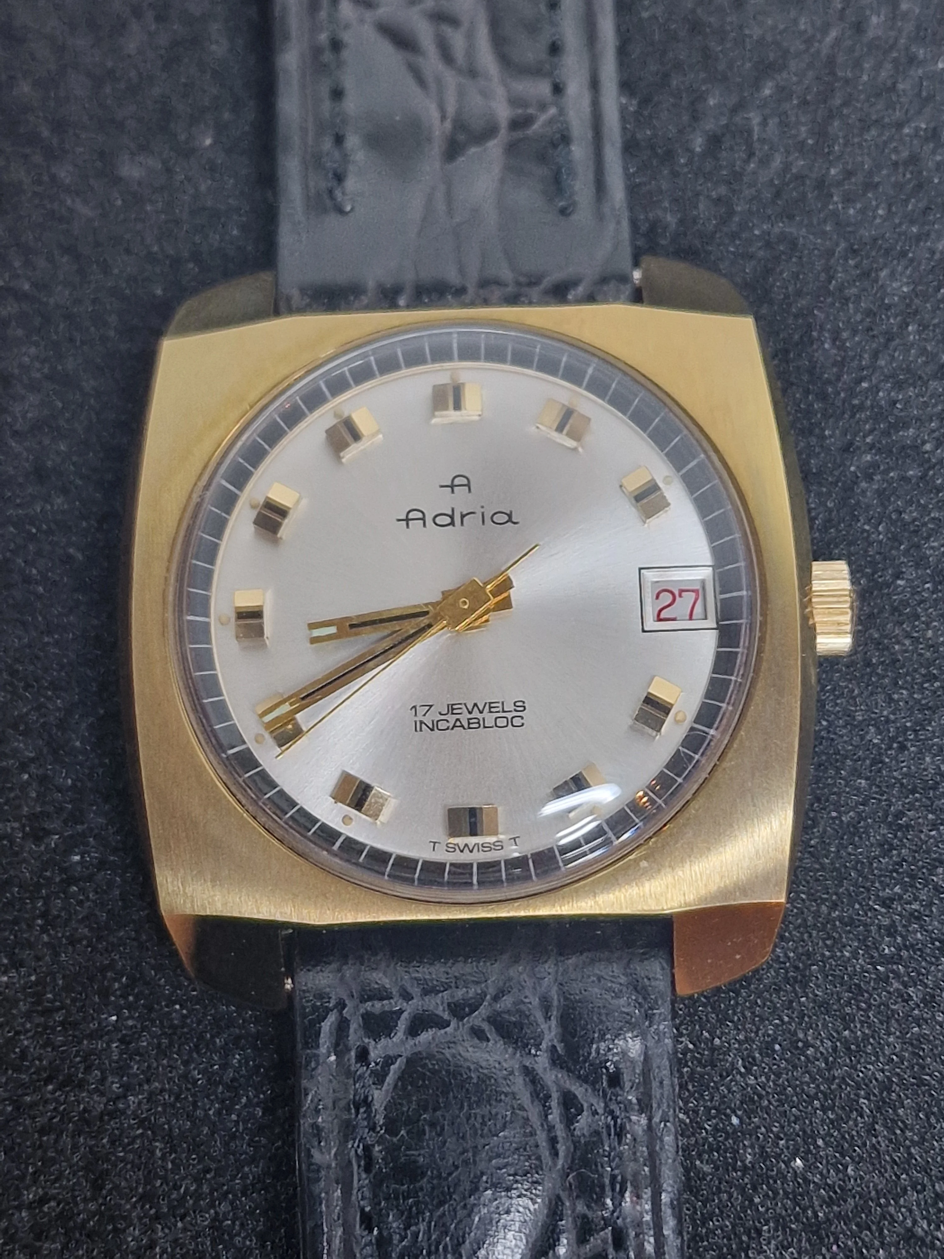 Unworn Vintage ADRIA Watch – Swiss Made – Hand-Wound – 1960s – Gold-Tone – NOS 2