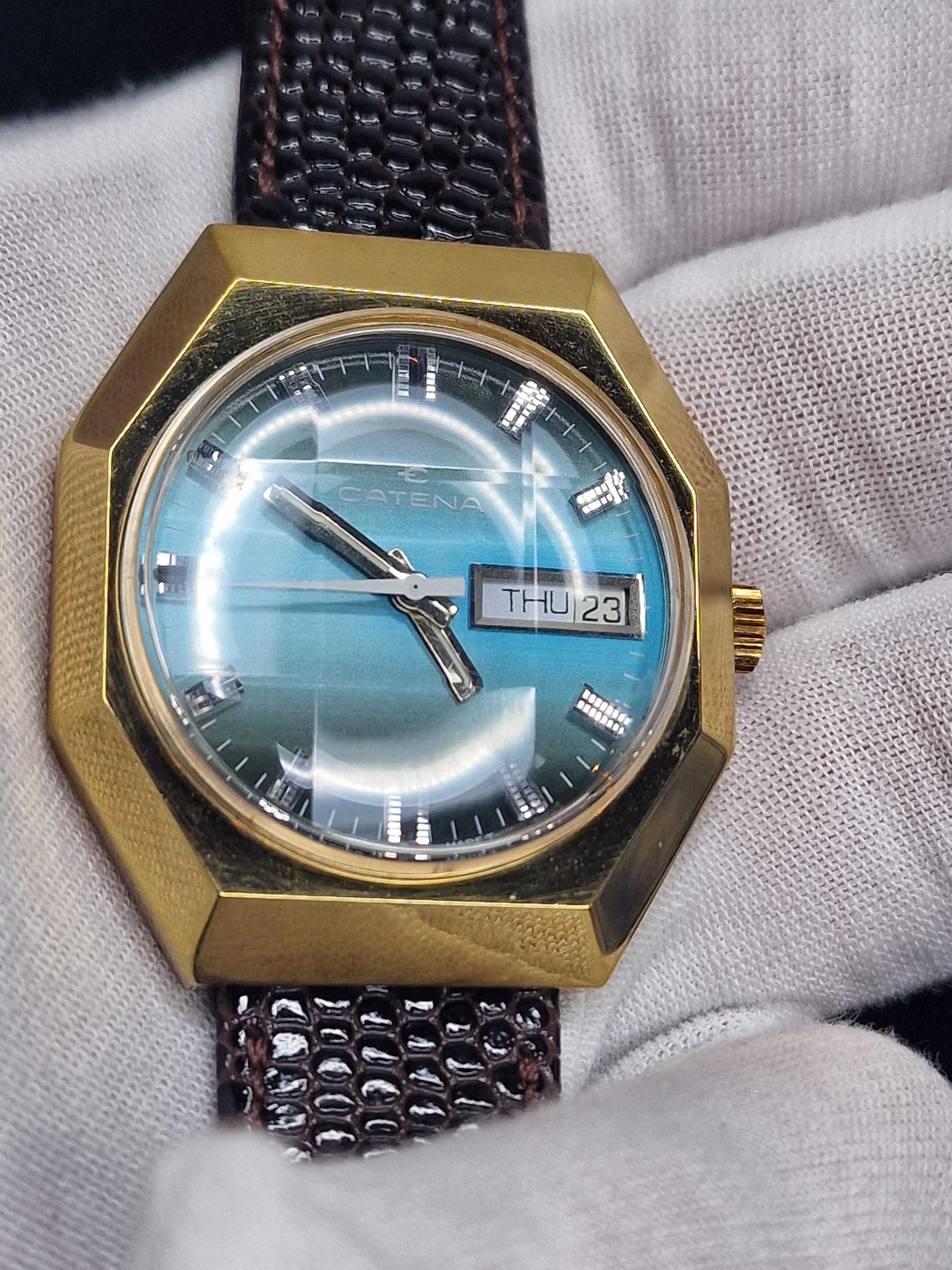 Unworn Vintage CATENA Watch – Swiss Made – Hand-Wound – Faceted Crystal – 70s/80s – NOS