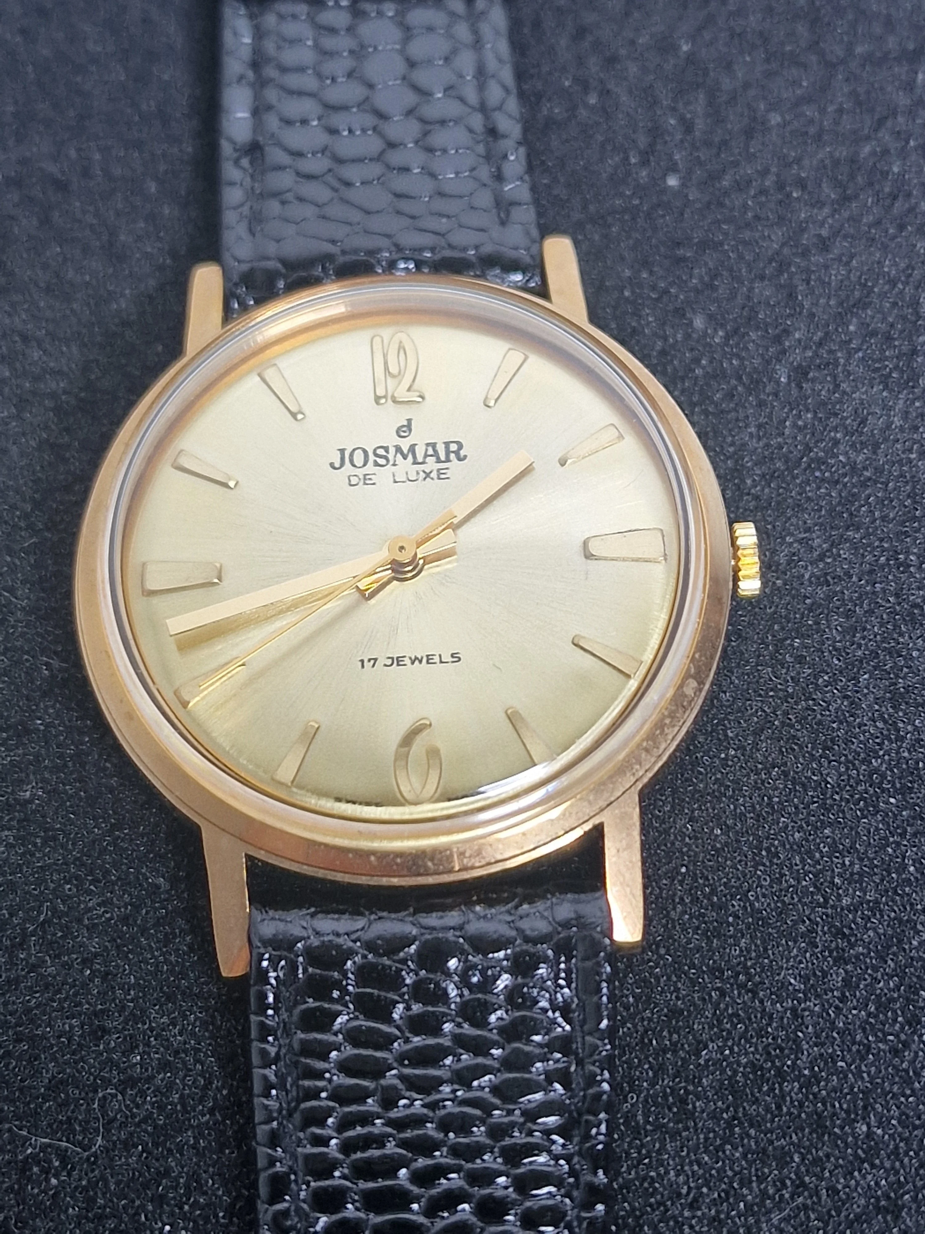 Unworn Vintage Josmar De Luxe Watch – Swiss Made – Hand-Wound – 50s/60s – Gold-Tone – NOS
