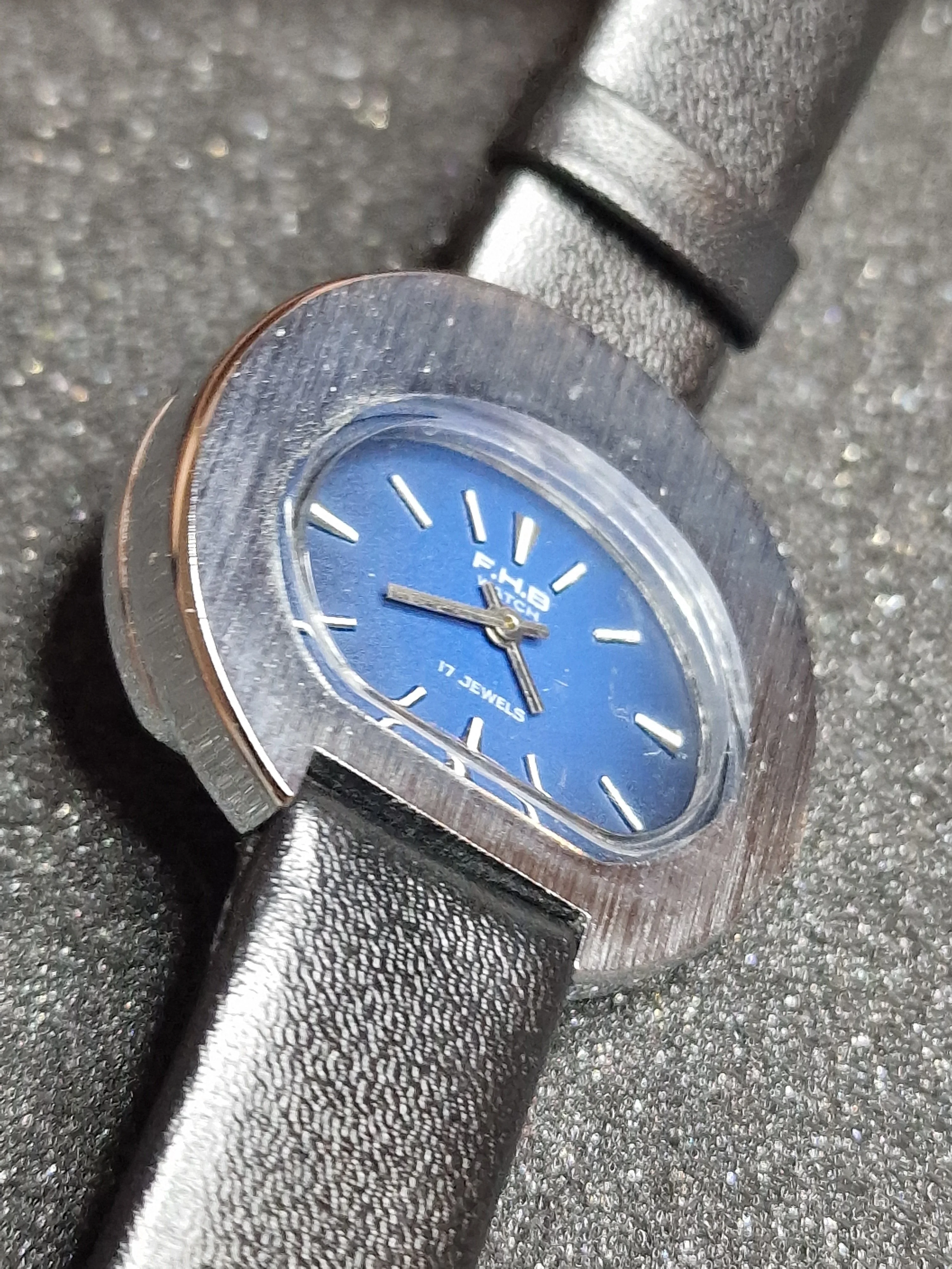 Unworn Vintage Ladies' Watch "F.H.B." – Swiss Made, Hand-Wound, 70s/80s, Steel Case 13