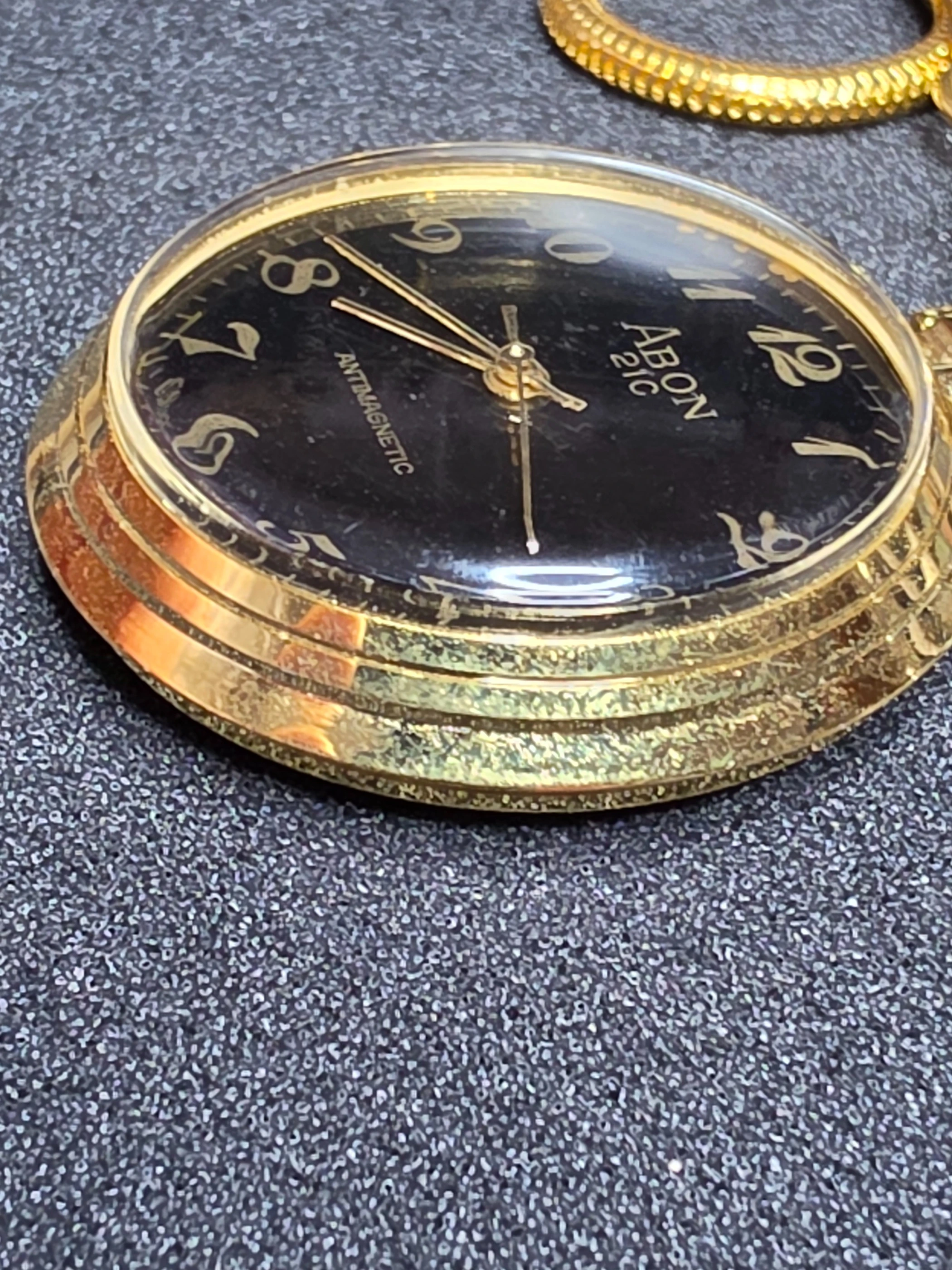 ⏱ Unworn Vintage Pocket Watch "ABON 21C" – Swiss Movement, Hand-Wound, 42mm, NOS + Chain 3