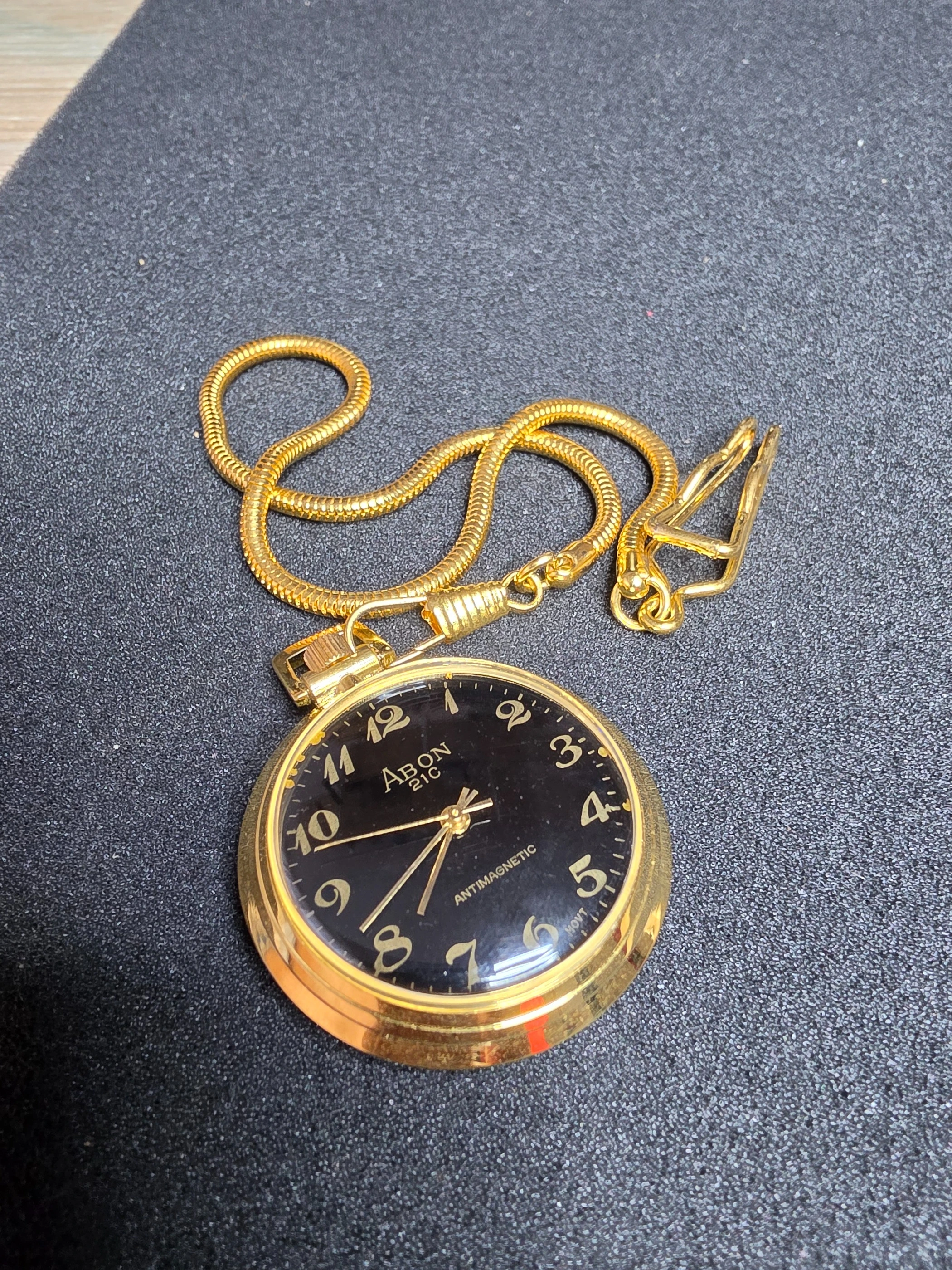 ⏱ Unworn Vintage Pocket Watch "ABON 21C" – Swiss Movement, Hand-Wound, 42mm, NOS + Chain 5