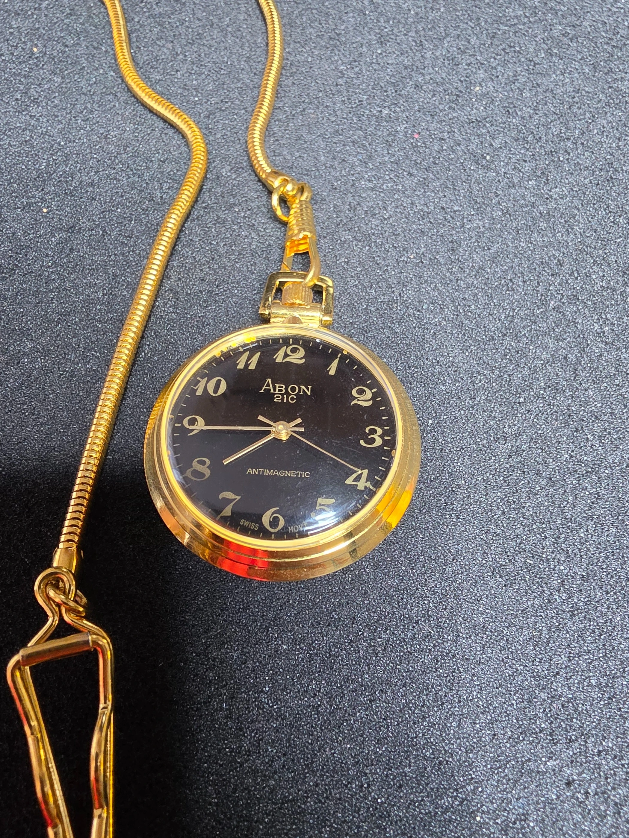 ⏱ Unworn Vintage Pocket Watch "ABON 21C" – Swiss Movement, Hand-Wound, 42mm, NOS + Chain 8