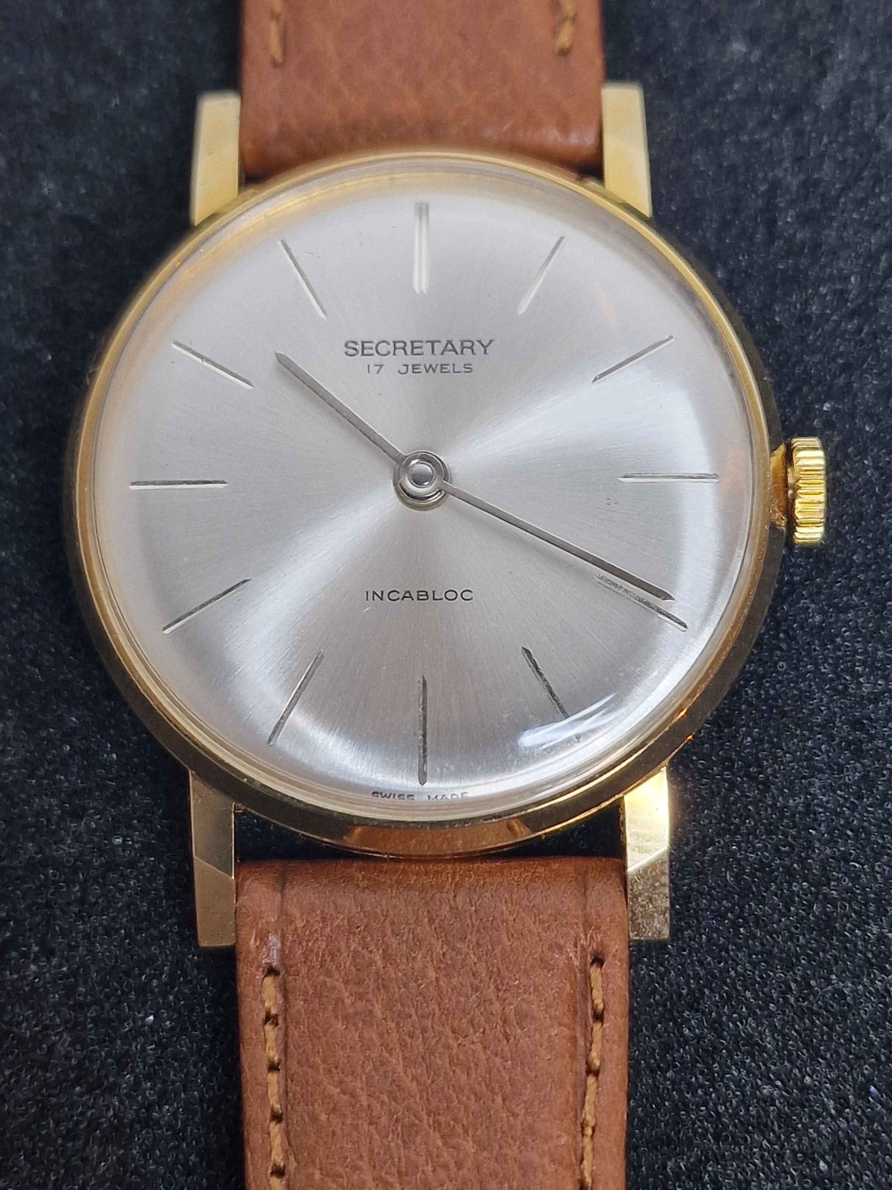 Unworn Vintage Watch "SECRETARY" – Swiss Made – Hand-Wound – 50s/60s – Gold-Tone – NOS