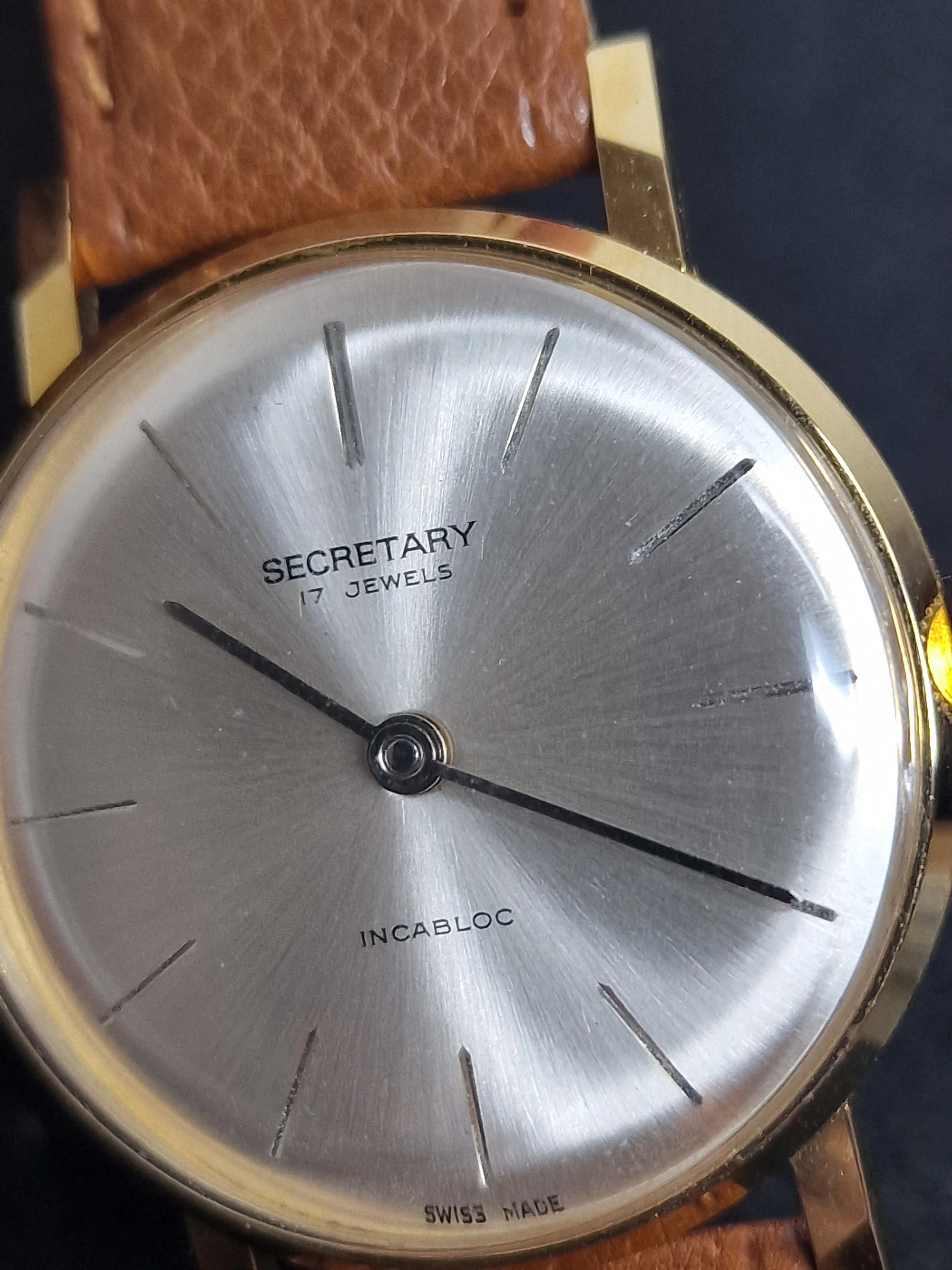 Unworn Vintage Watch "SECRETARY" – Swiss Made – Hand-Wound – 50s/60s – Gold-Tone – NOS 6