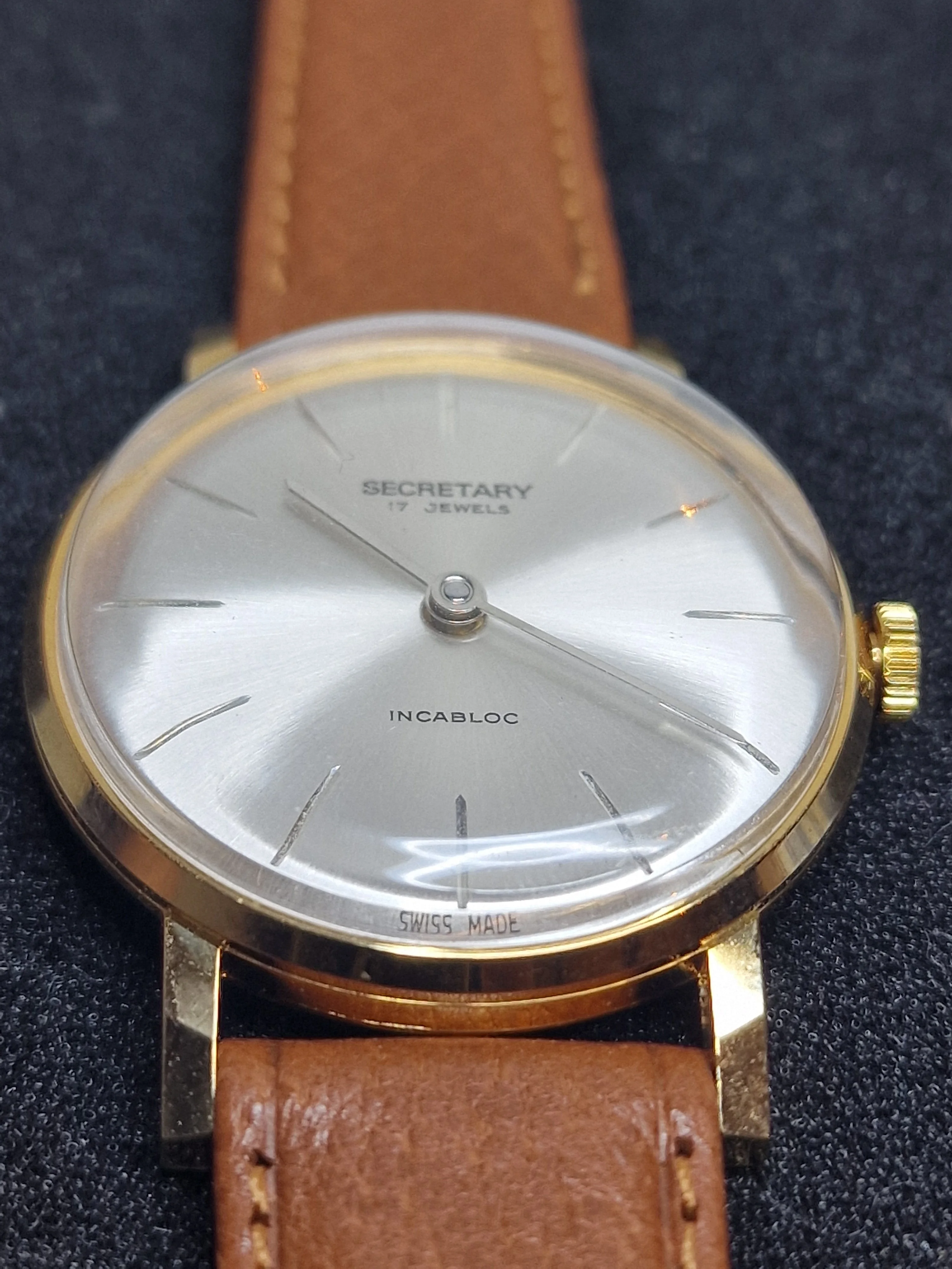 Unworn Vintage Watch "SECRETARY" – Swiss Made – Hand-Wound – 50s/60s – Gold-Tone – NOS 13