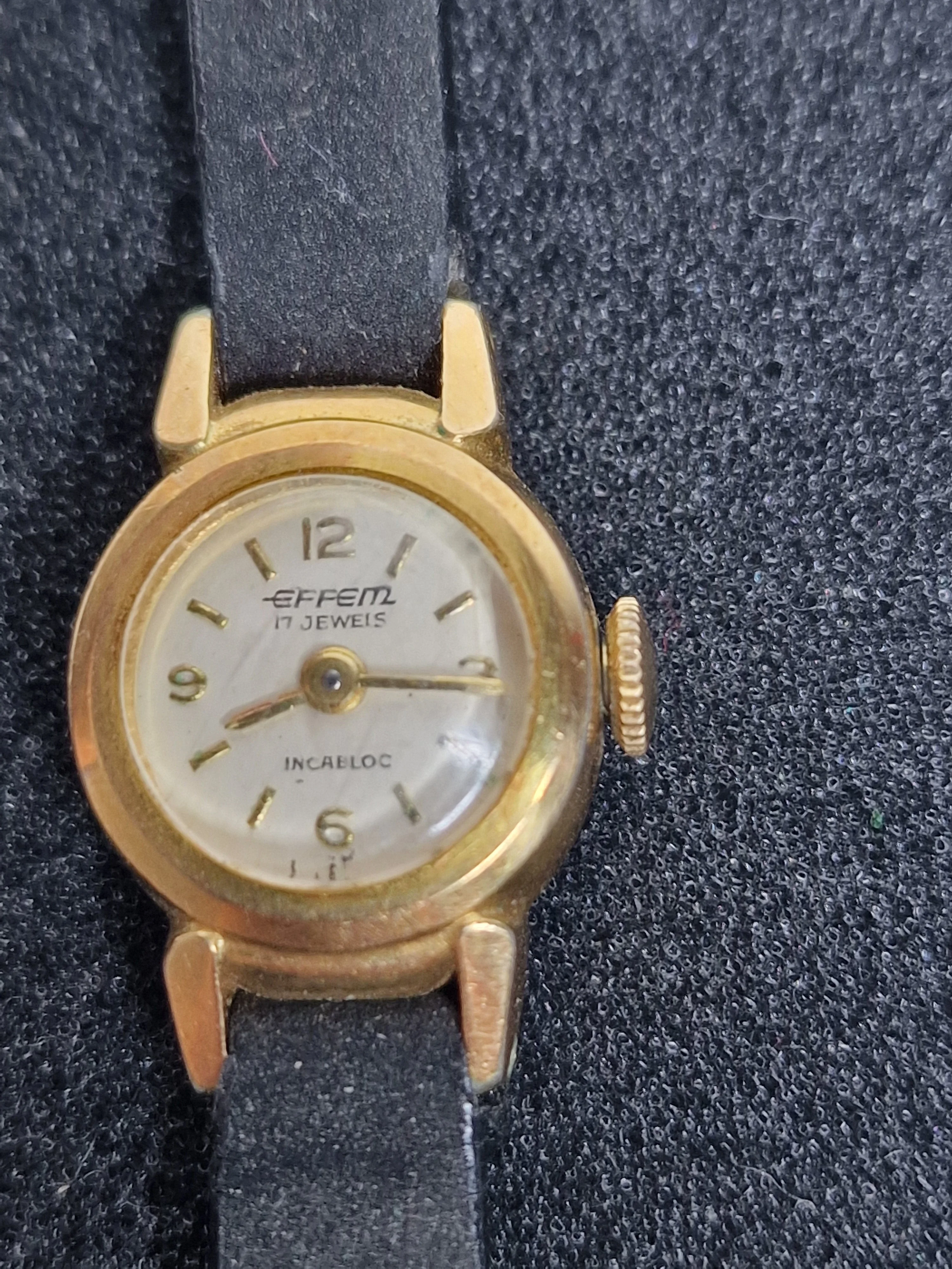 Vintage EFFEM Watch – 17 Jewels – Incabloc – Gold-Plated – Art Deco Style – 15mm