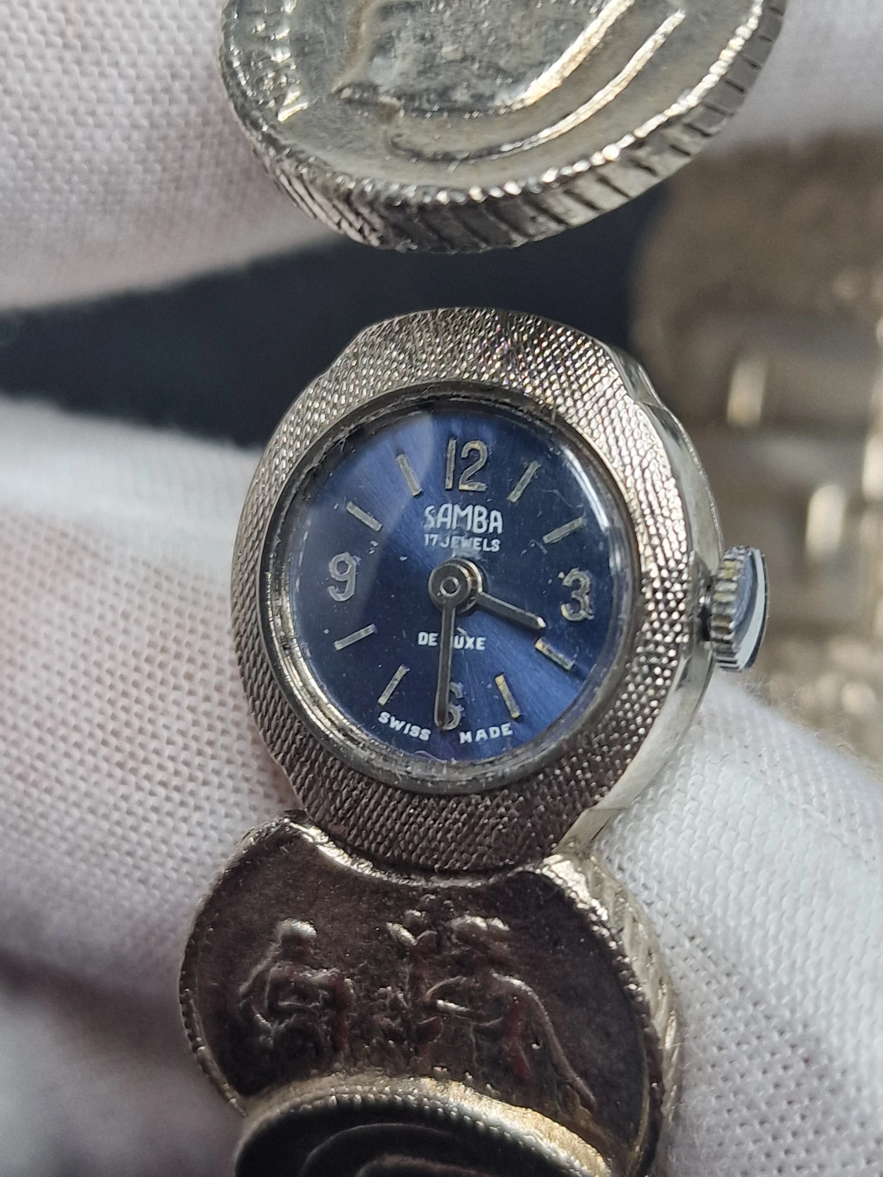 💎 Vintage Ladies’ Jewelry Watch – SAMBA | Hand-Wound | Late 1960s | Napoleon Coin Design | Swiss Made 5